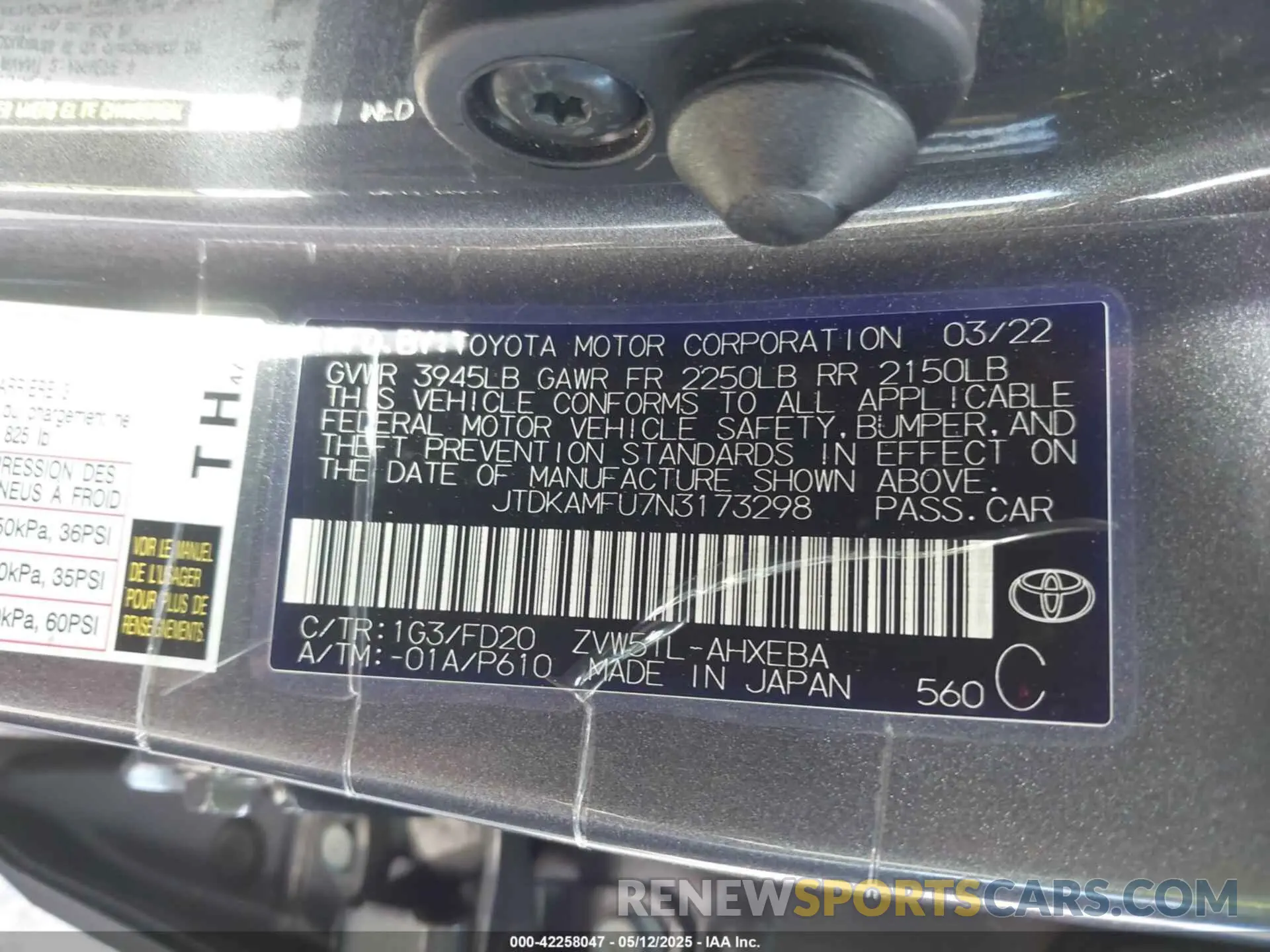 9 Photograph of a damaged car JTDKAMFU7N3173298 TOYOTA PRIUS 2022