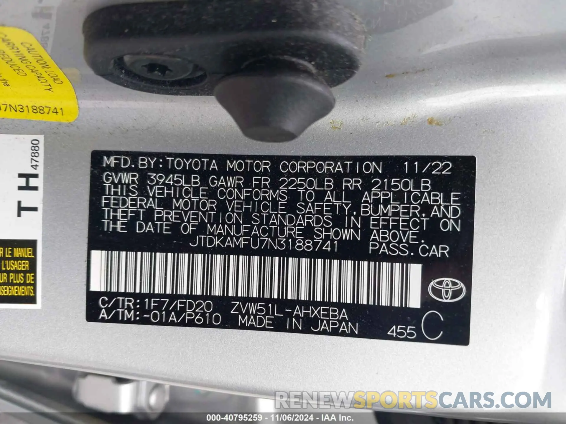 9 Photograph of a damaged car JTDKAMFU7N3188741 TOYOTA PRIUS 2022