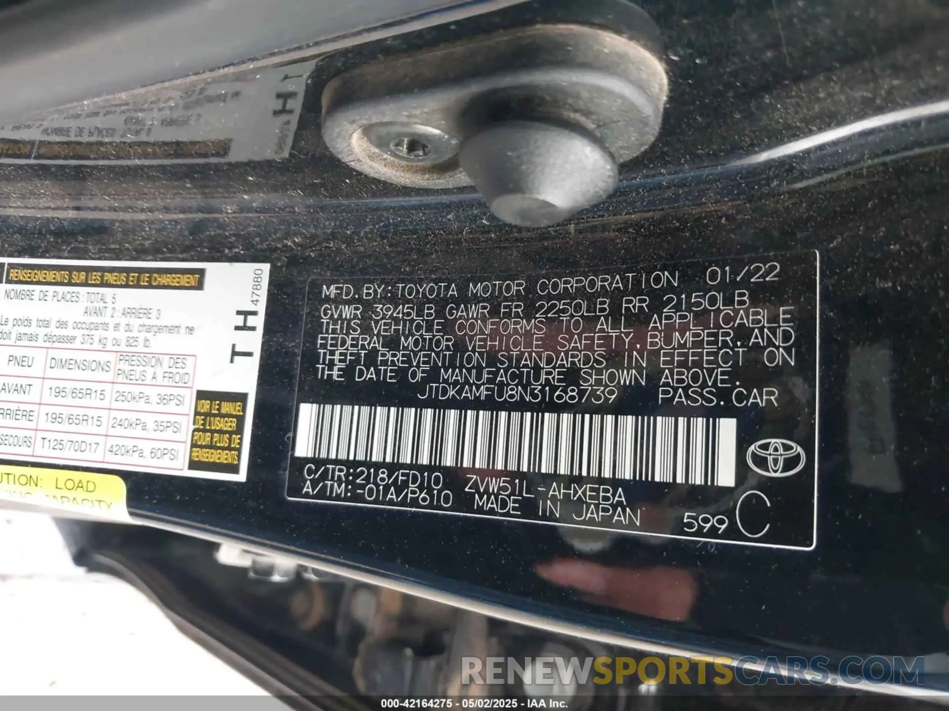 9 Photograph of a damaged car JTDKAMFU8N3168739 TOYOTA PRIUS 2022