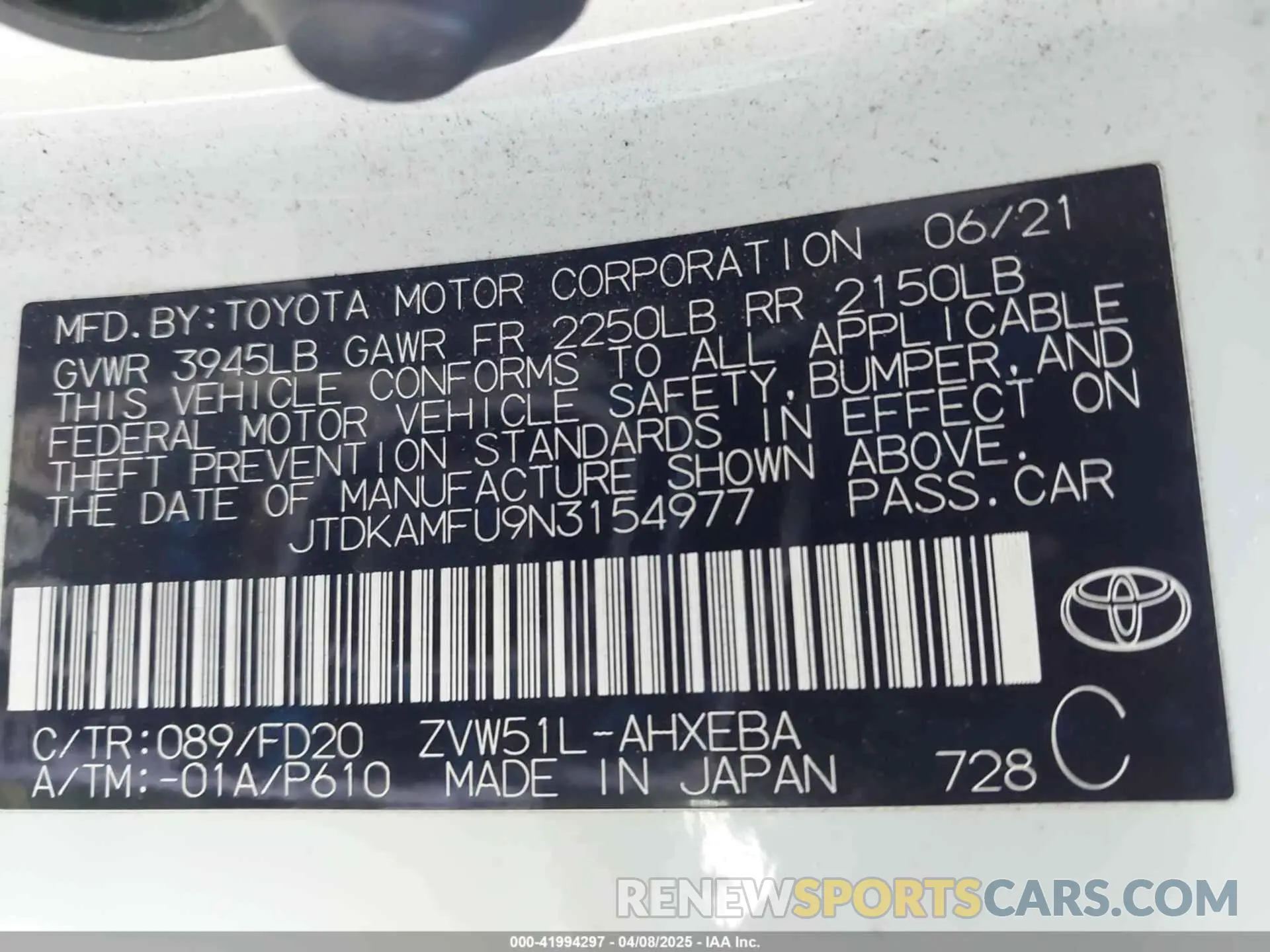 9 Photograph of a damaged car JTDKAMFU9N3154977 TOYOTA PRIUS 2022