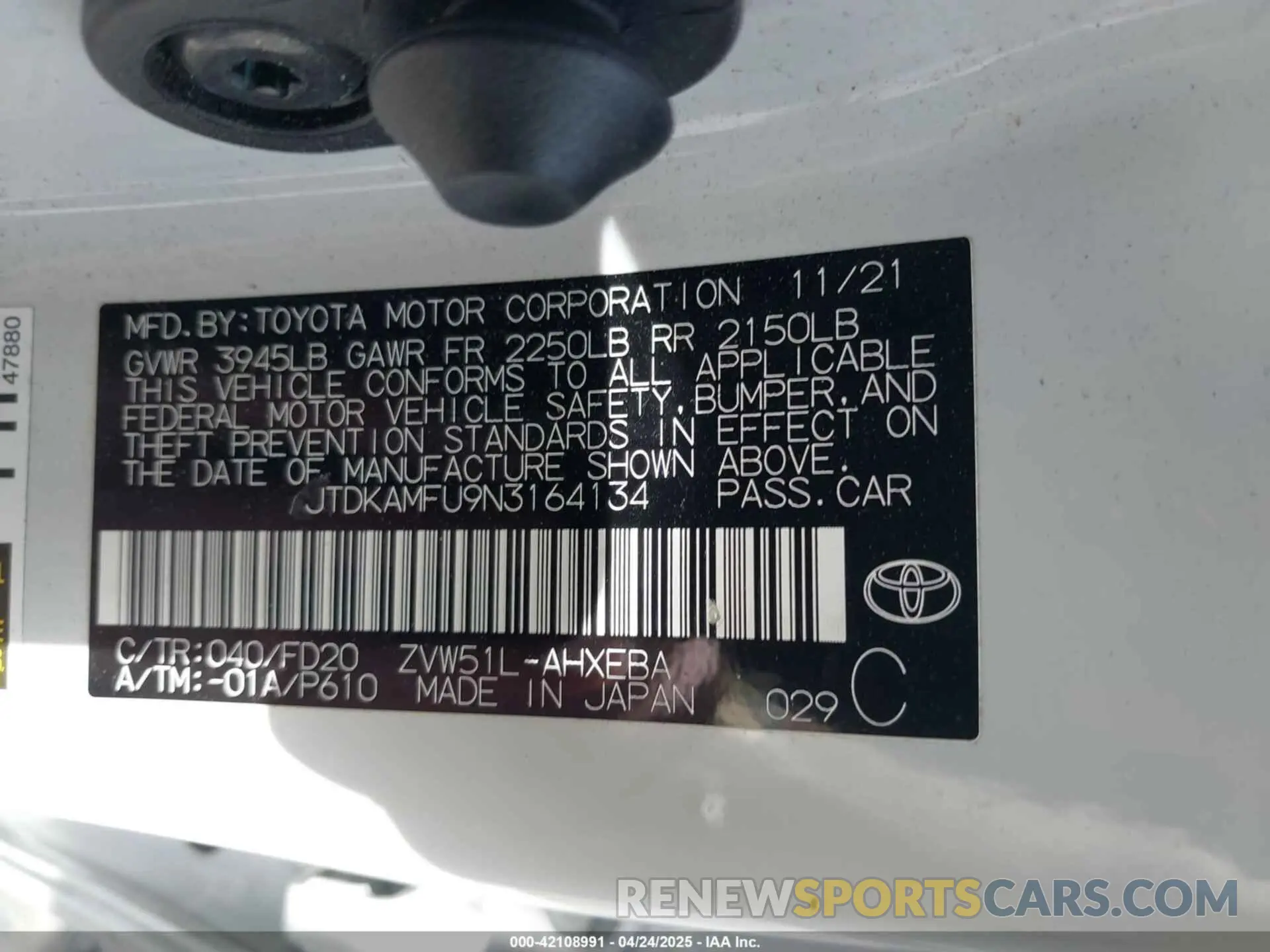 9 Photograph of a damaged car JTDKAMFU9N3164134 TOYOTA PRIUS 2022