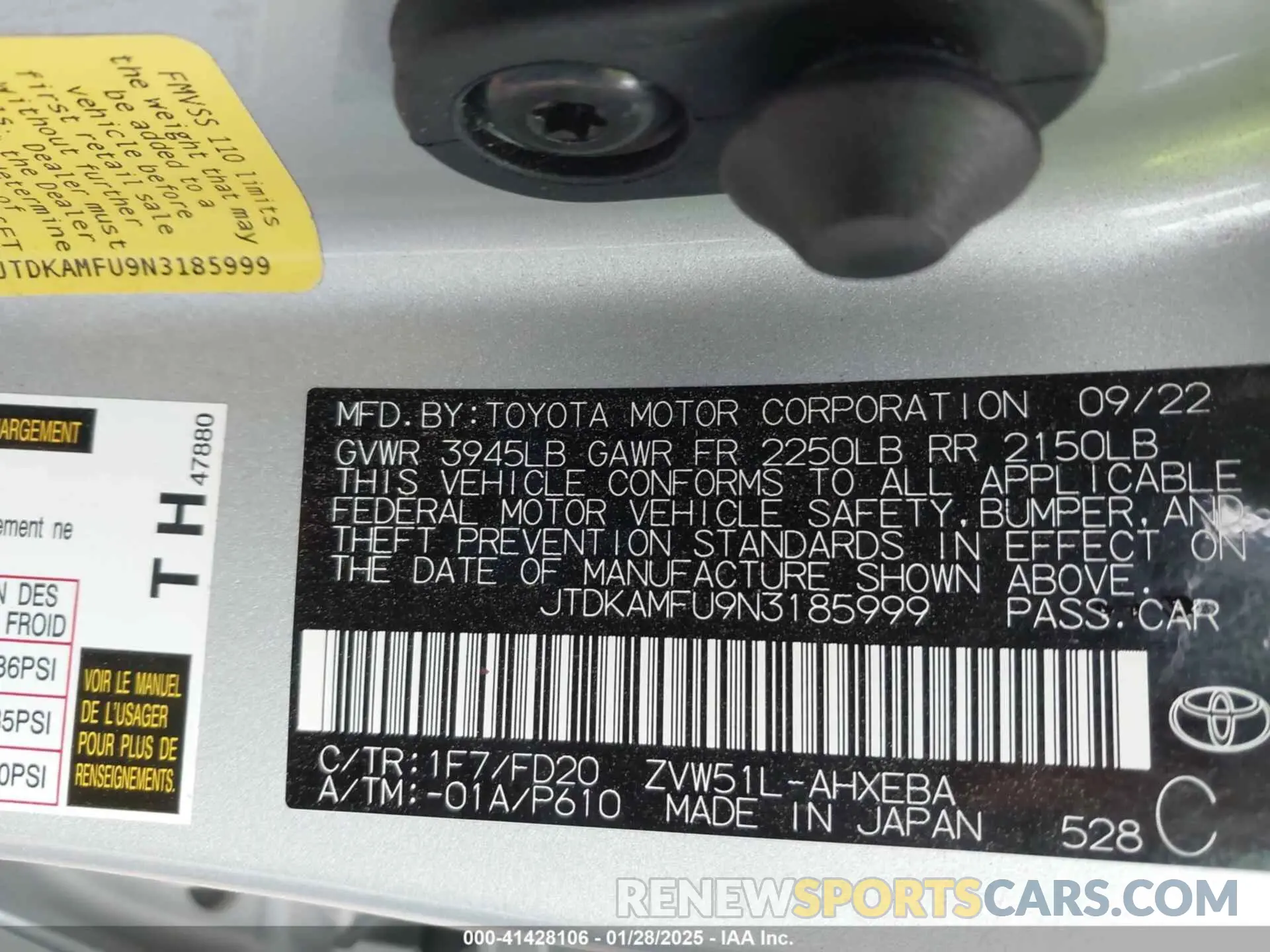 9 Photograph of a damaged car JTDKAMFU9N3185999 TOYOTA PRIUS 2022