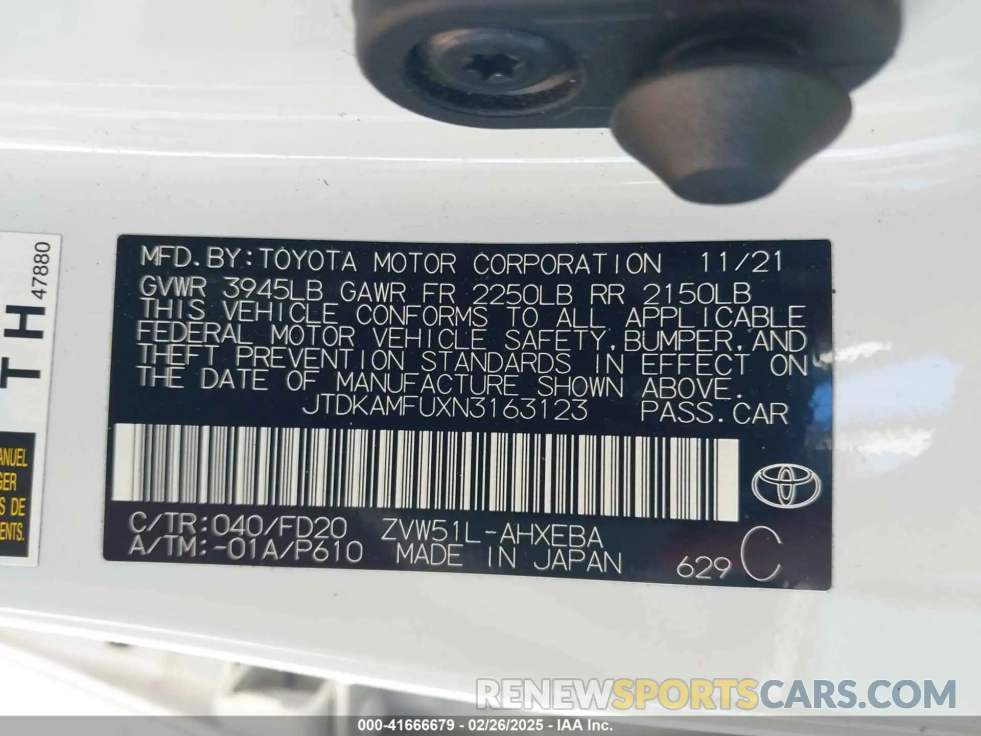 9 Photograph of a damaged car JTDKAMFUXN3163123 TOYOTA PRIUS 2022