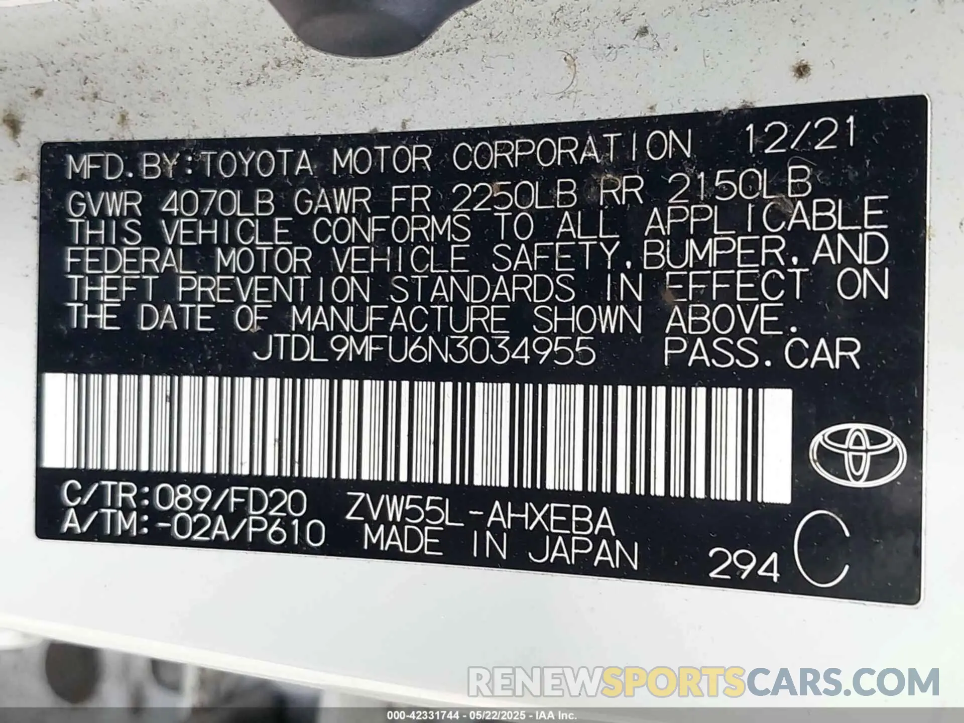 9 Photograph of a damaged car JTDL9MFU6N3034955 TOYOTA PRIUS 2022