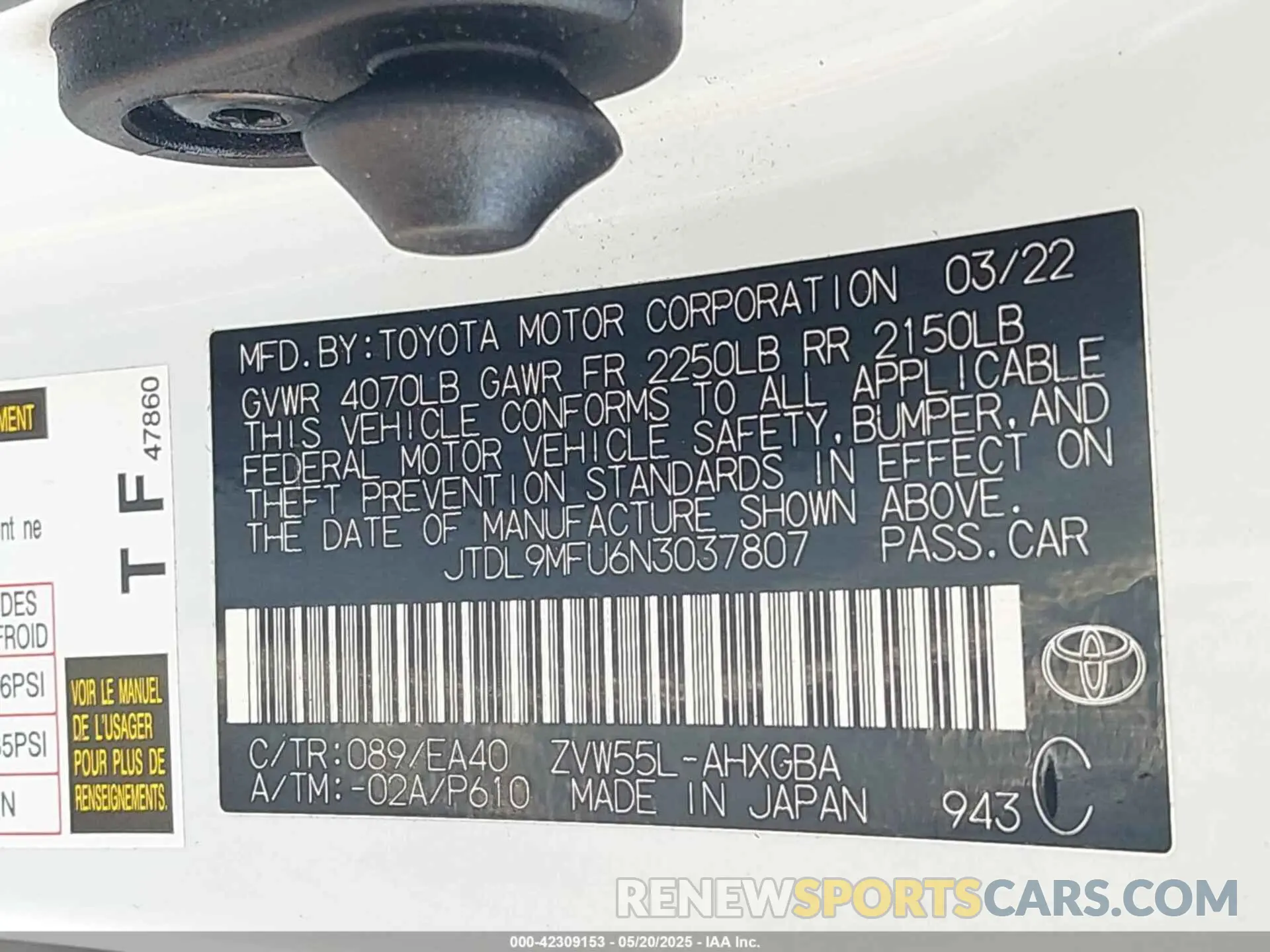 9 Photograph of a damaged car JTDL9MFU6N3037807 TOYOTA PRIUS 2022
