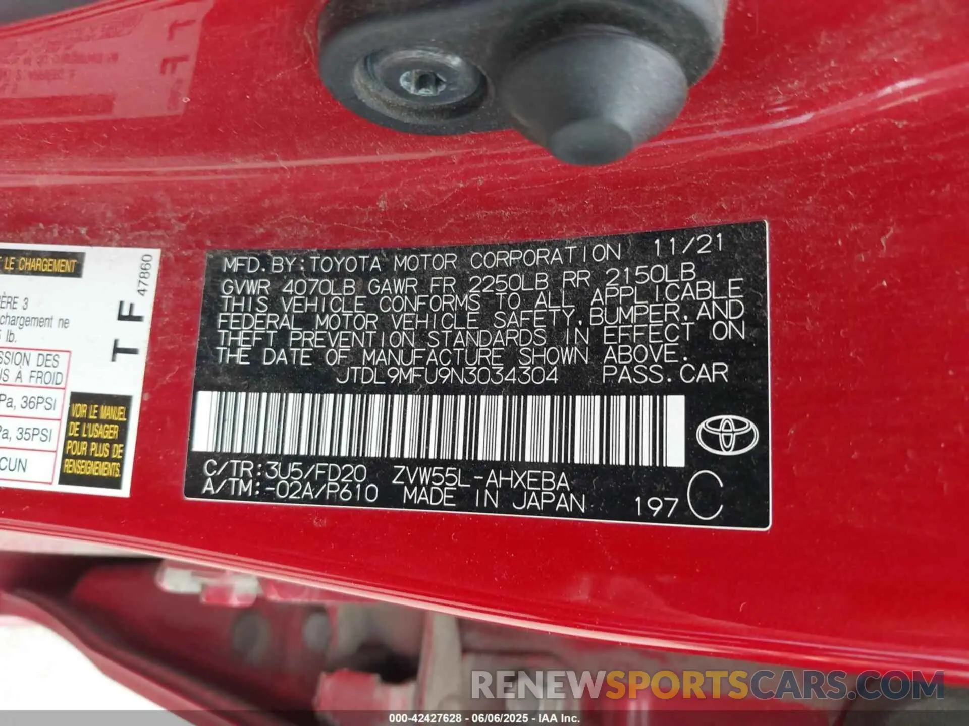 9 Photograph of a damaged car JTDL9MFU9N3034304 TOYOTA PRIUS 2022