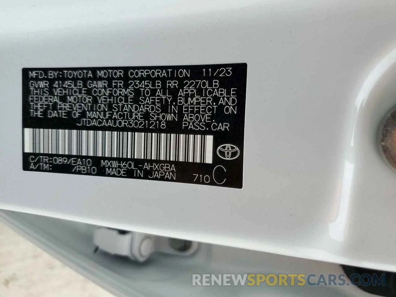 13 Photograph of a damaged car JTDACAAU0R3021218 TOYOTA PRIUS 2024