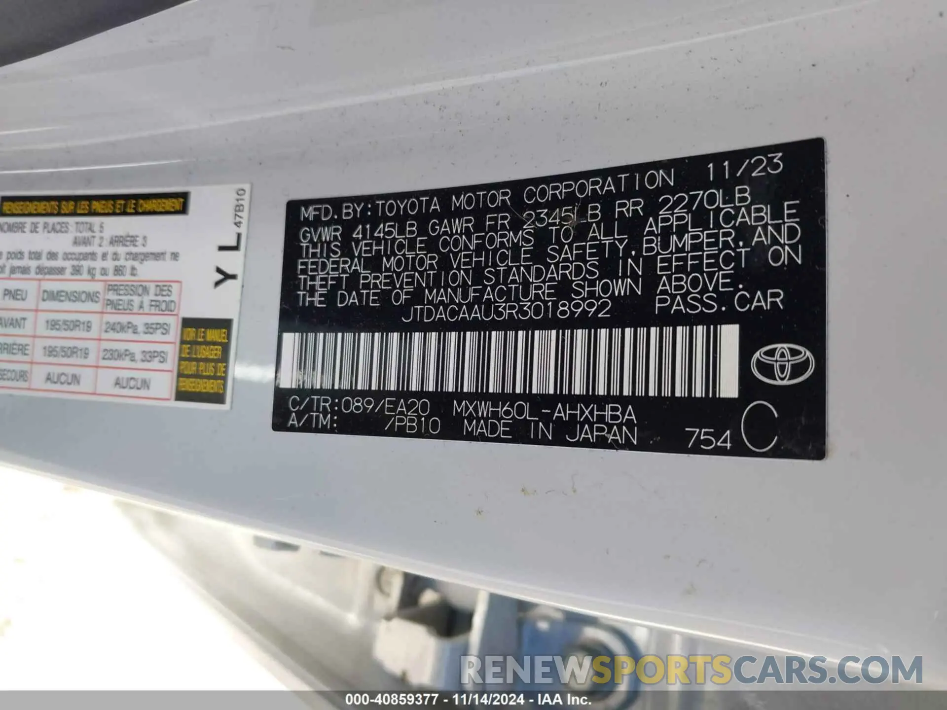 9 Photograph of a damaged car JTDACAAU3R3018992 TOYOTA PRIUS 2024