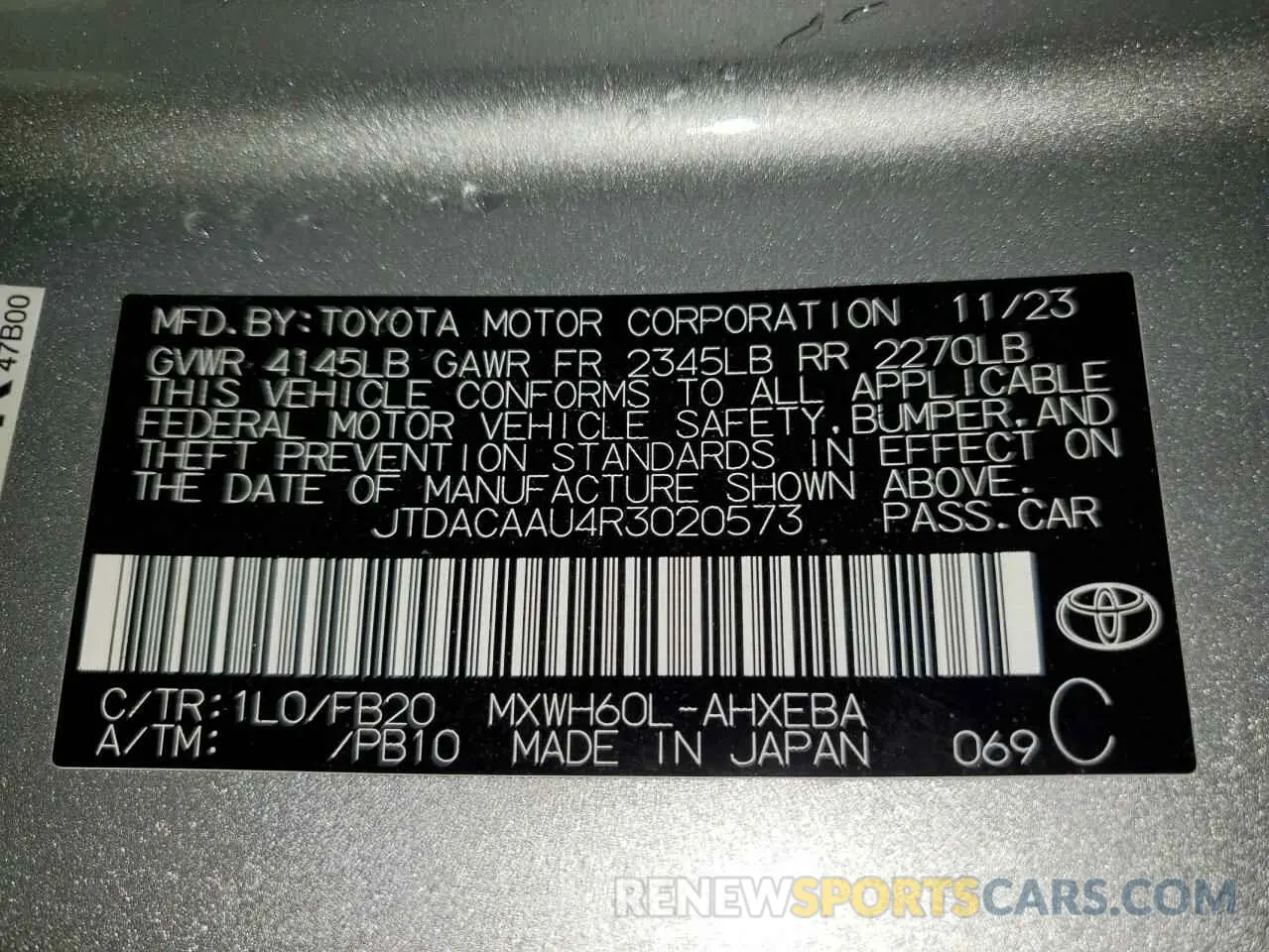 13 Photograph of a damaged car JTDACAAU4R3020573 TOYOTA PRIUS 2024