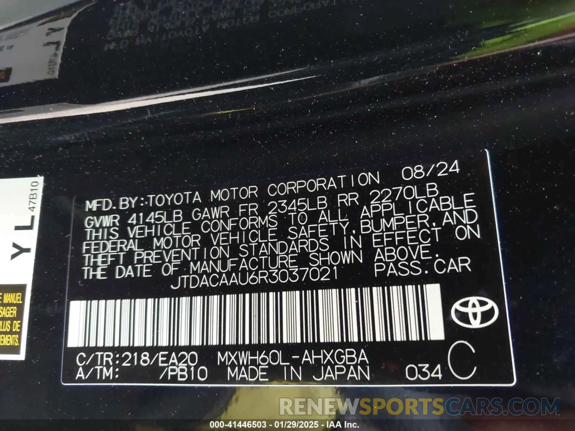 9 Photograph of a damaged car JTDACAAU6R3037021 TOYOTA PRIUS 2024