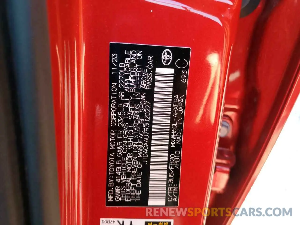 13 Photograph of a damaged car JTDACAAU7R3020227 TOYOTA PRIUS 2024