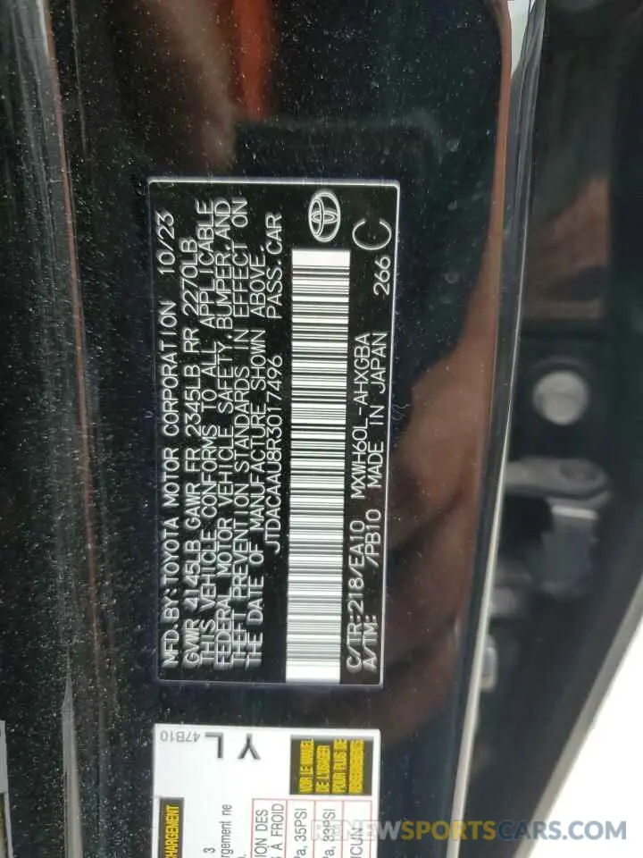 13 Photograph of a damaged car JTDACAAU8R3017496 TOYOTA PRIUS 2024