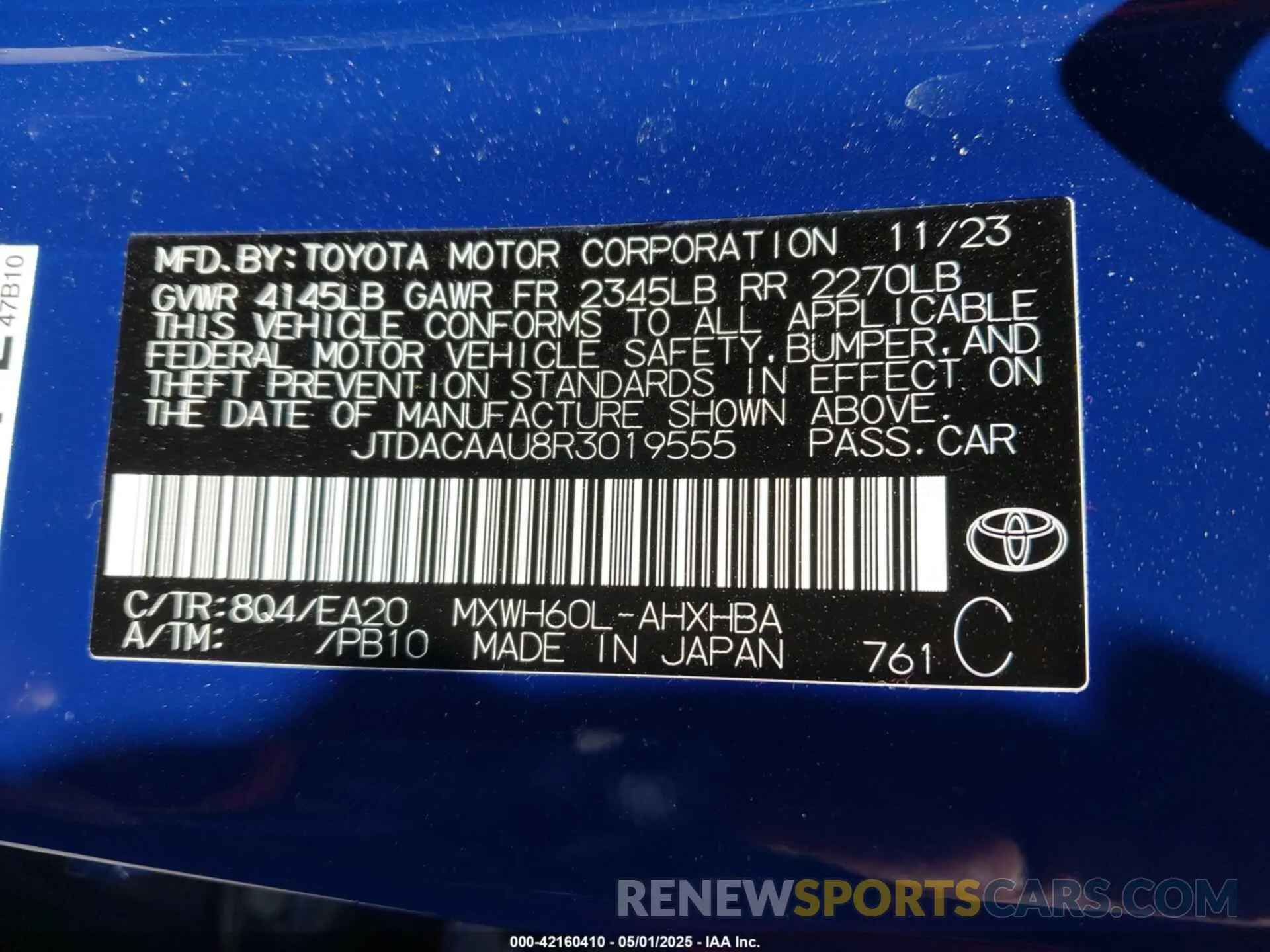 9 Photograph of a damaged car JTDACAAU8R3019555 TOYOTA PRIUS 2024
