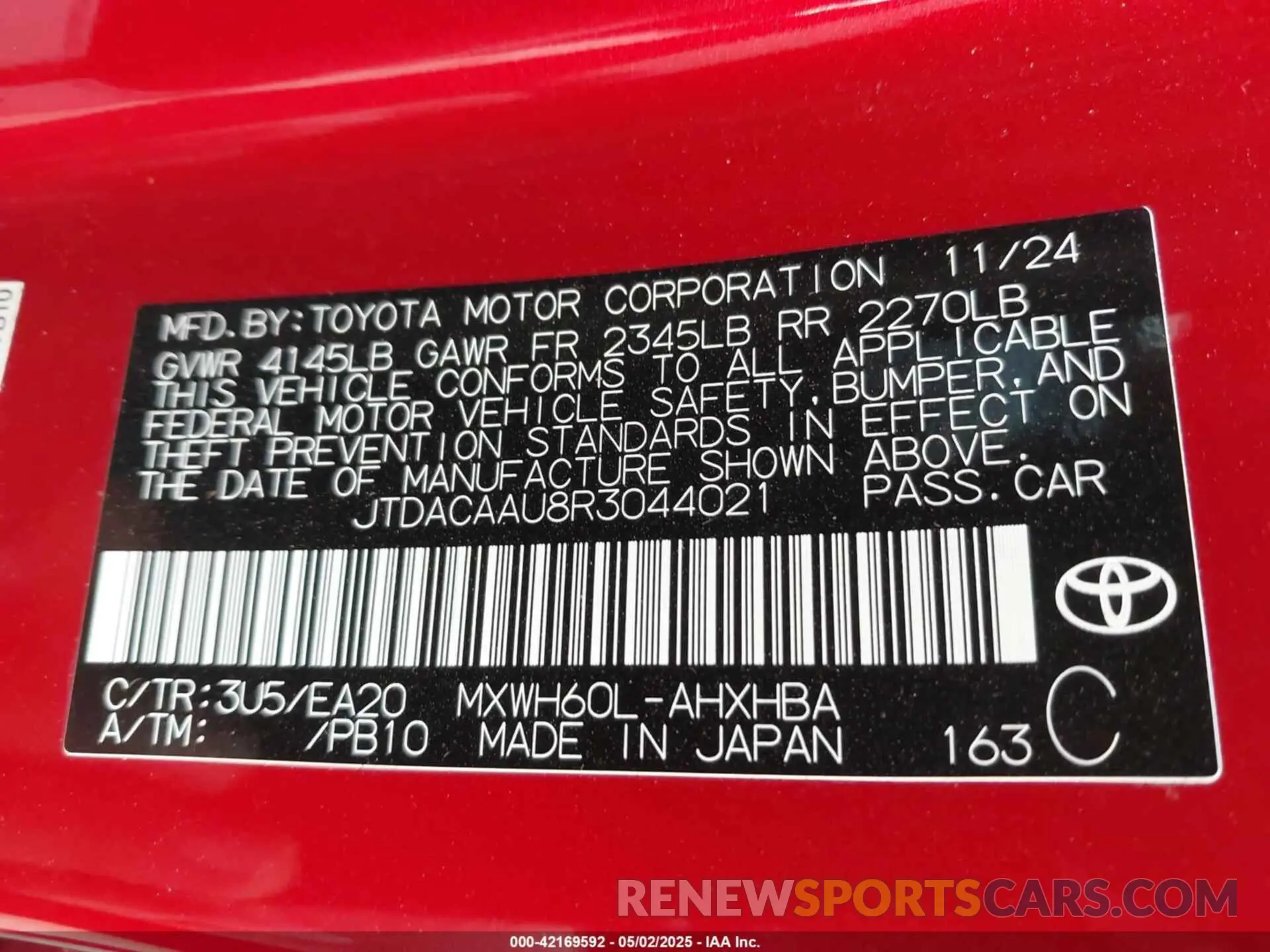 9 Photograph of a damaged car JTDACAAU8R3044021 TOYOTA PRIUS 2024