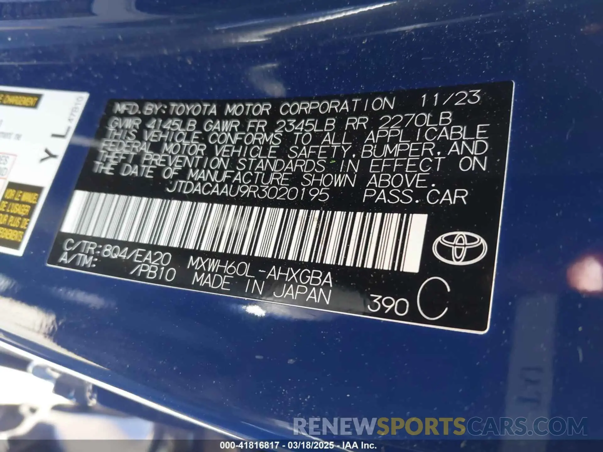 9 Photograph of a damaged car JTDACAAU9R3020195 TOYOTA PRIUS 2024
