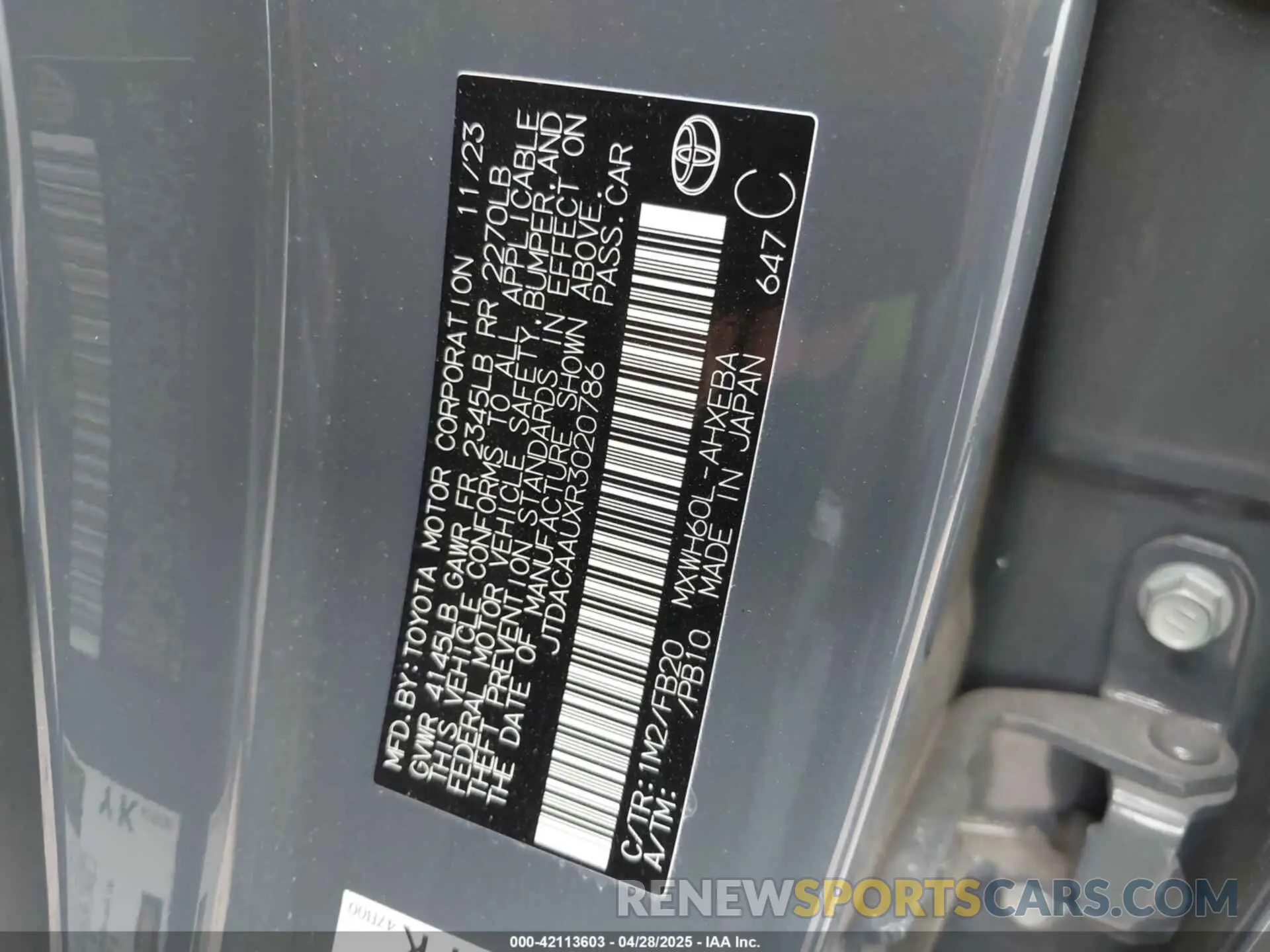 9 Photograph of a damaged car JTDACAAUXR3020786 TOYOTA PRIUS 2024