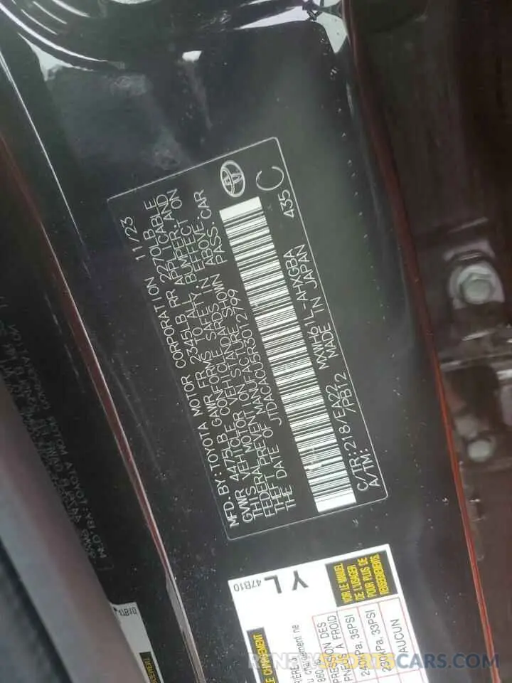 13 Photograph of a damaged car JTDACACU5R3012799 TOYOTA PRIUS 2024