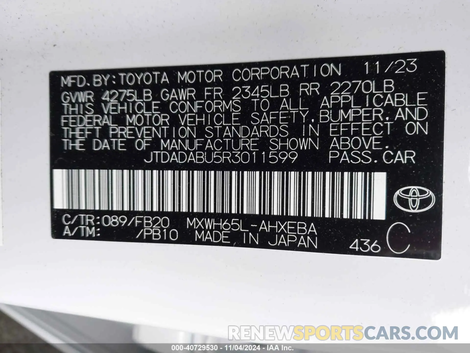 9 Photograph of a damaged car JTDADABU5R3011599 TOYOTA PRIUS 2024