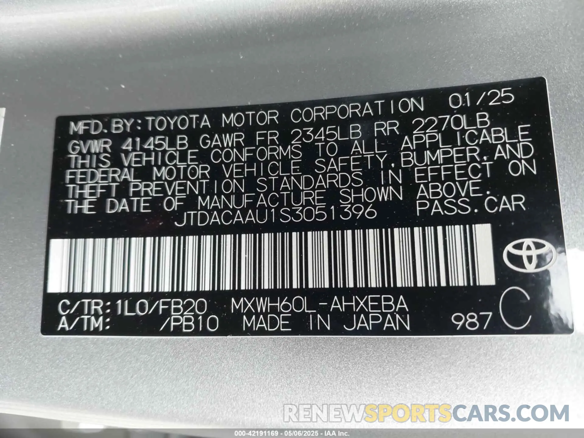 9 Photograph of a damaged car JTDACAAU1S3051396 TOYOTA PRIUS 2025