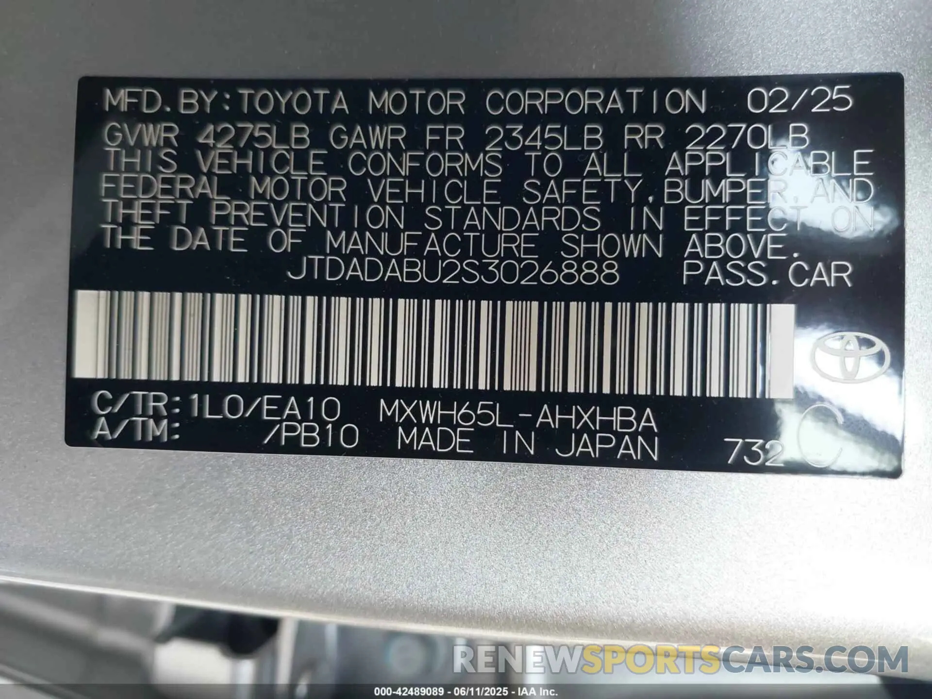 9 Photograph of a damaged car JTDADABU2S3026888 TOYOTA PRIUS 2025