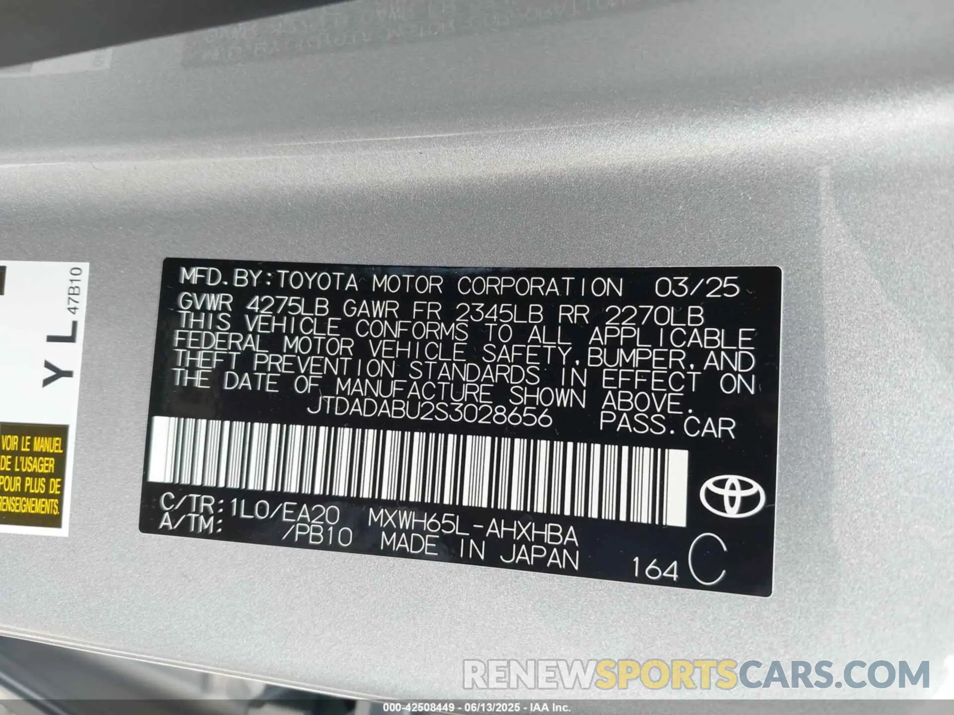 9 Photograph of a damaged car JTDADABU2S3028656 TOYOTA PRIUS 2025
