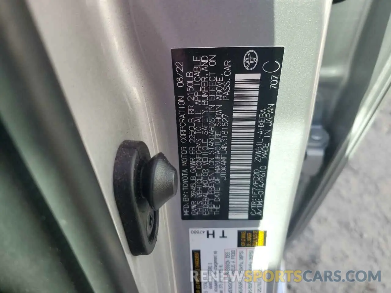 13 Photograph of a damaged car JTDKAMFU4N3181827 TOYOTA PRIUS NIGH 2022