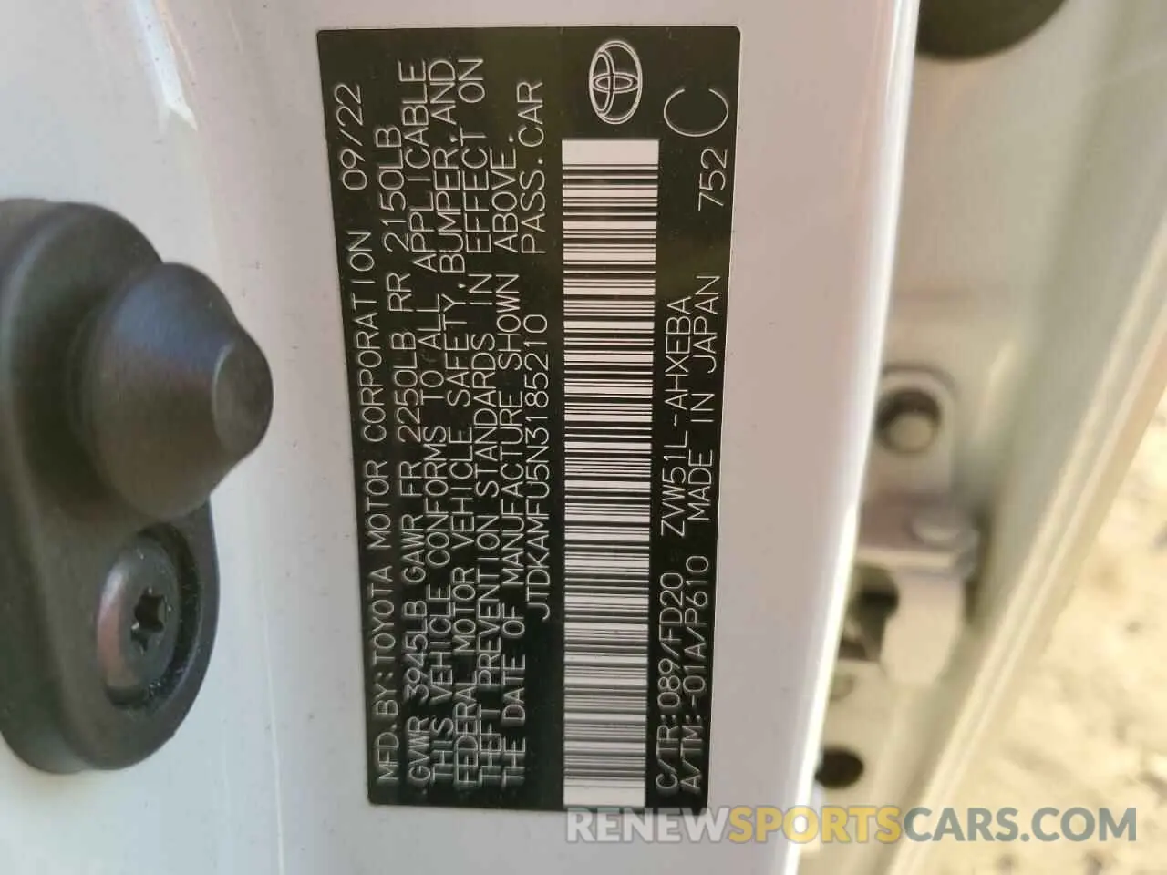 13 Photograph of a damaged car JTDKAMFU5N3185210 TOYOTA PRIUS NIGH 2022