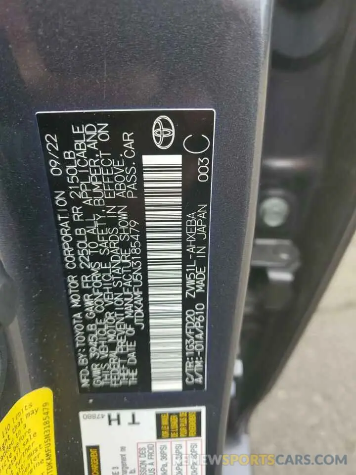 12 Photograph of a damaged car JTDKAMFU5N3185479 TOYOTA PRIUS NIGH 2022
