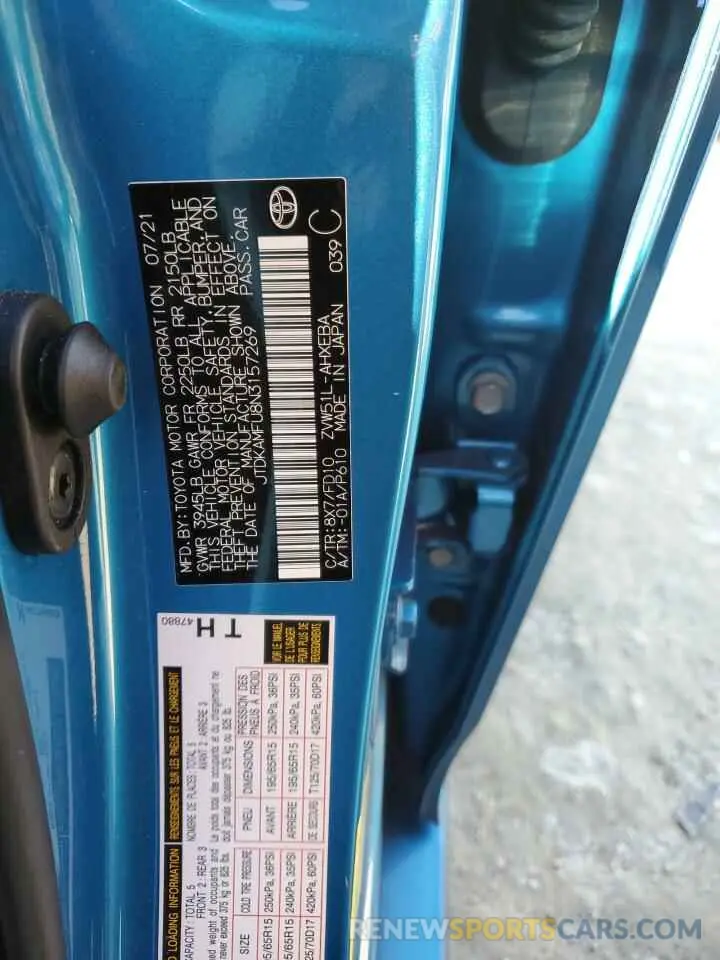 13 Photograph of a damaged car JTDKAMFU8N3157269 TOYOTA PRIUS NIGH 2022