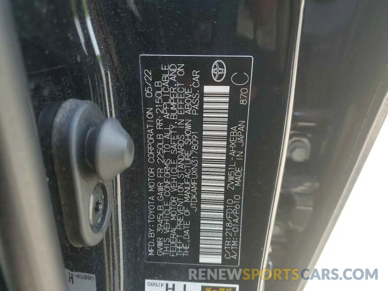 12 Photograph of a damaged car JTDKAMFUXN3178091 TOYOTA PRIUS NIGH 2022
