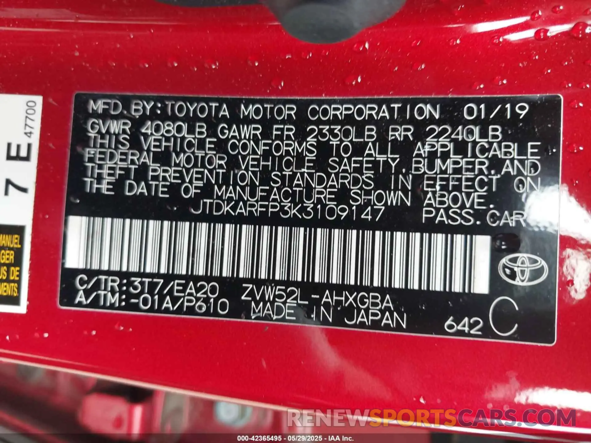 9 Photograph of a damaged car JTDKARFP3K3109147 TOYOTA PRIUS PRIME 2019