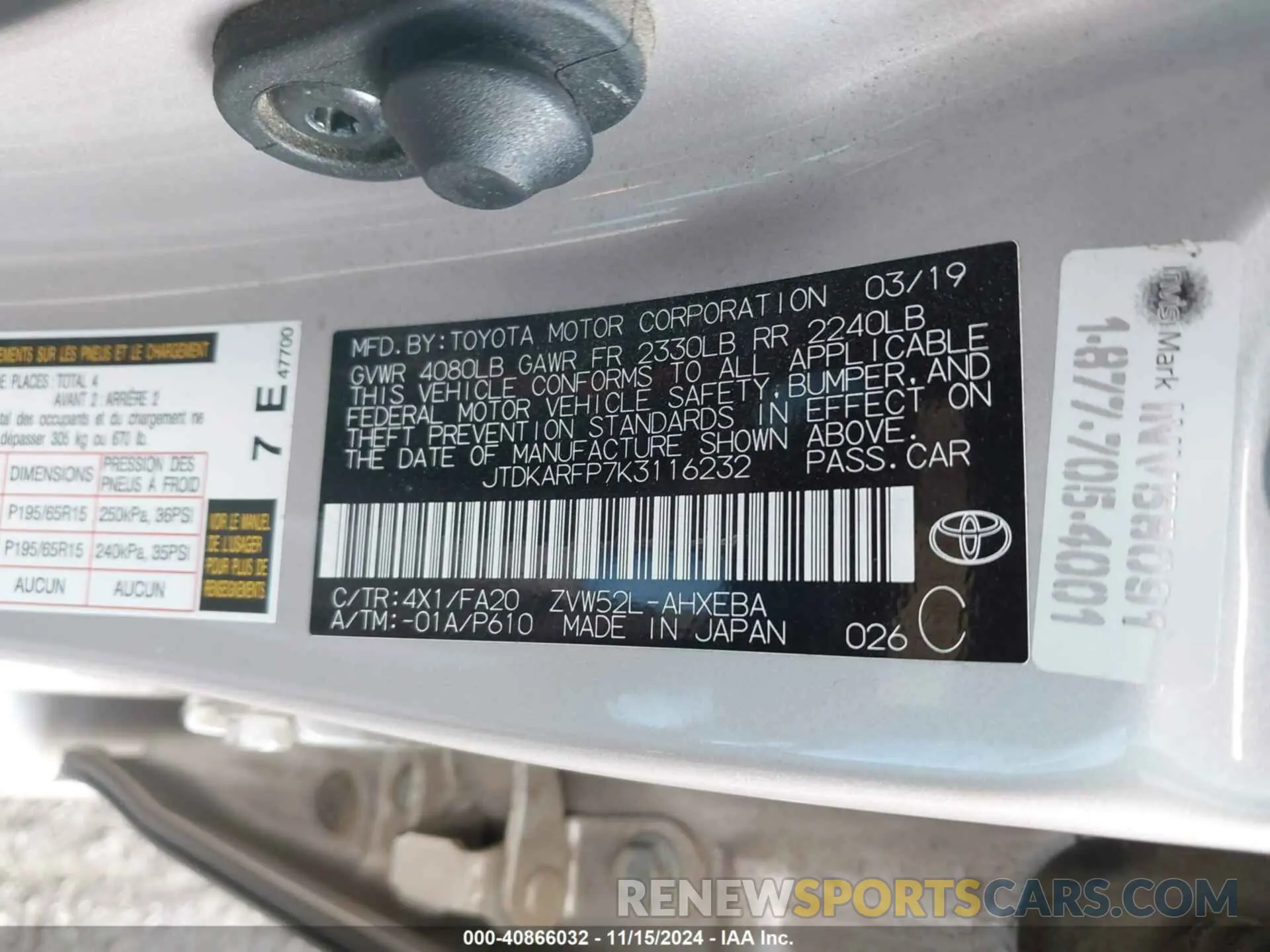 9 Photograph of a damaged car JTDKARFP7K3116232 TOYOTA PRIUS PRIME 2019