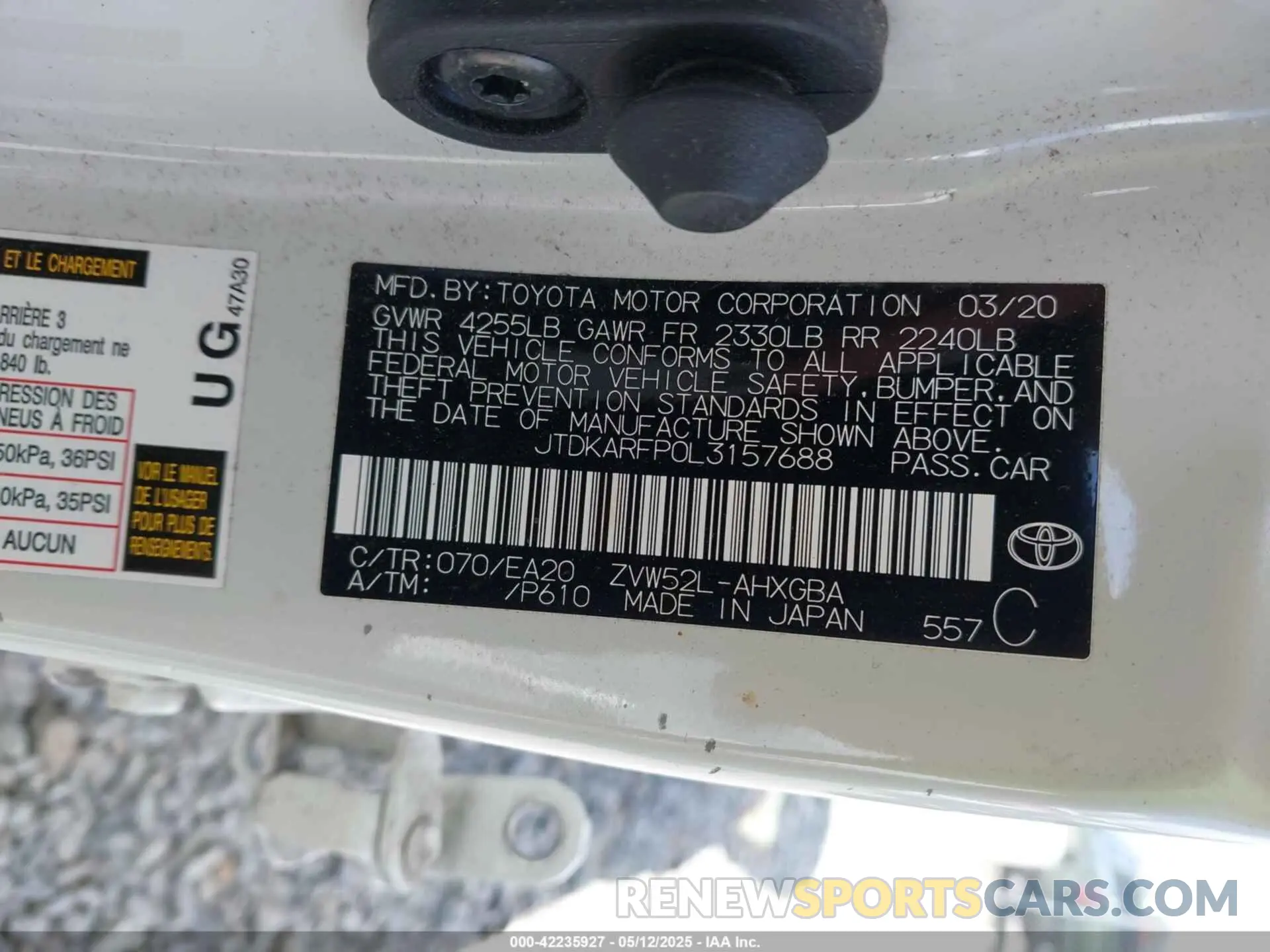 9 Photograph of a damaged car JTDKARFP0L3157688 TOYOTA PRIUS PRIME 2020