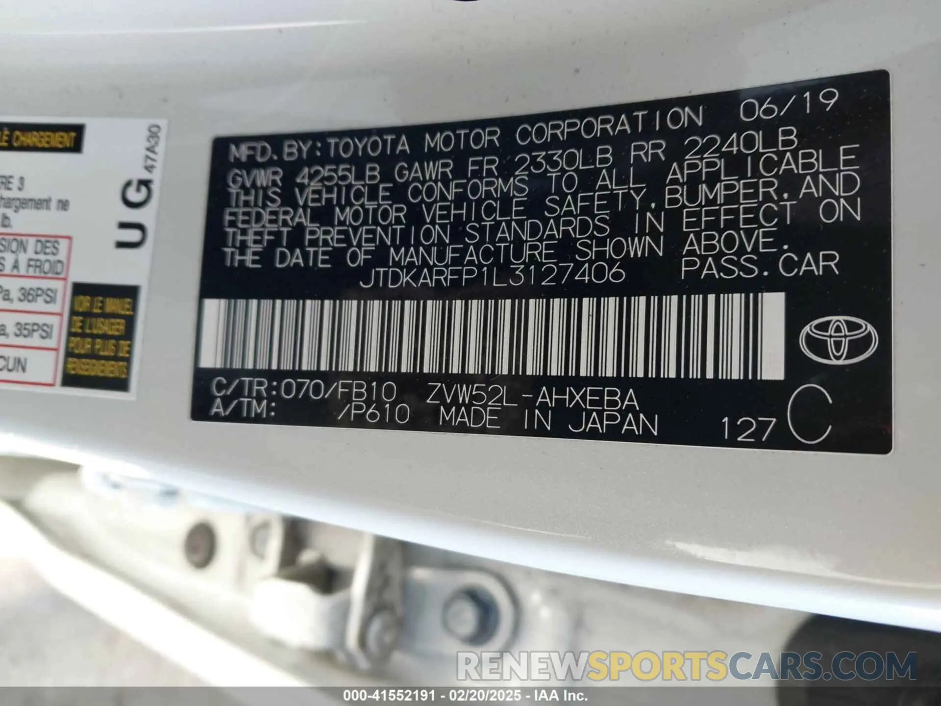 9 Photograph of a damaged car JTDKARFP1L3127406 TOYOTA PRIUS PRIME 2020