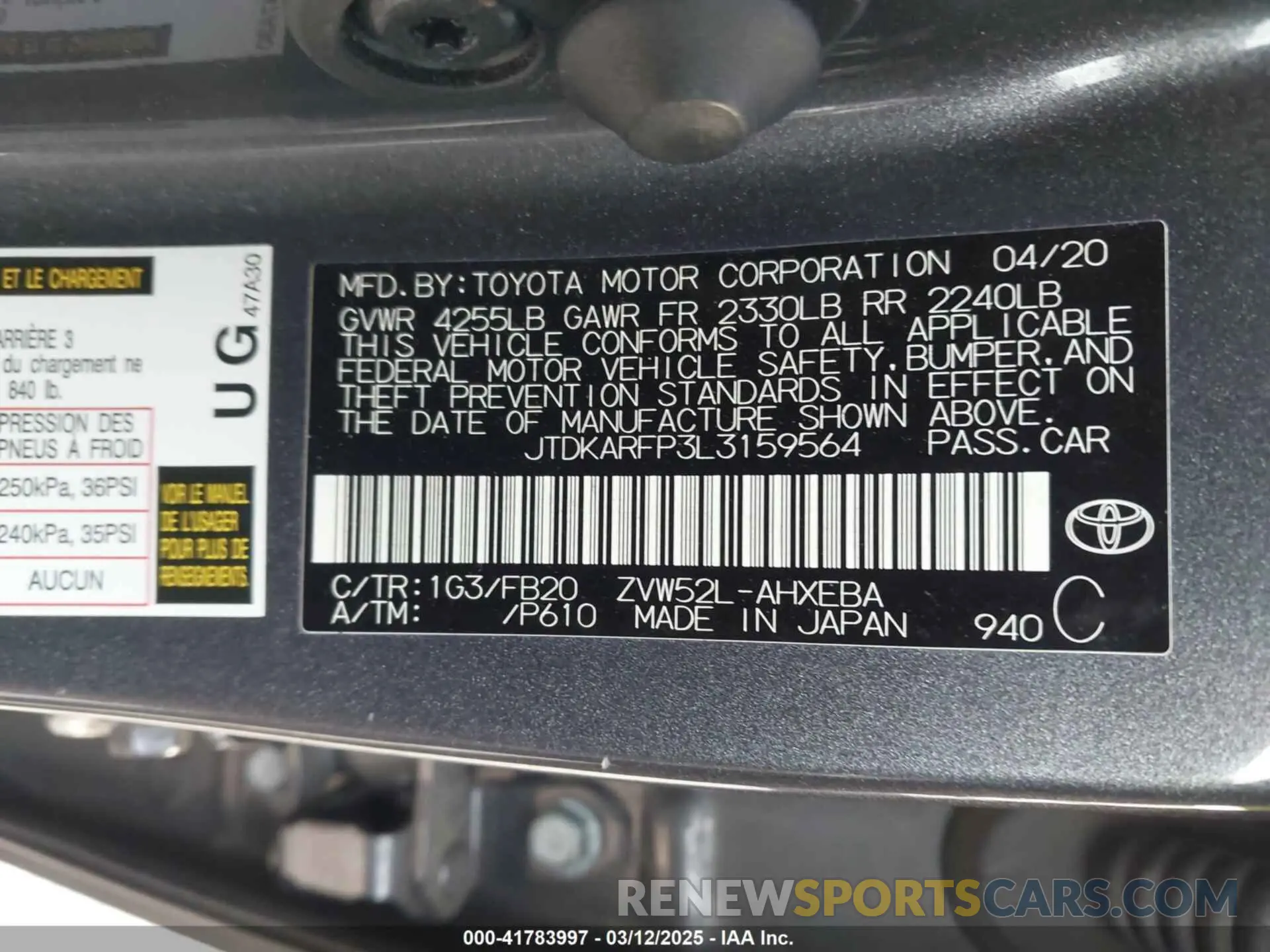 9 Photograph of a damaged car JTDKARFP3L3159564 TOYOTA PRIUS PRIME 2020