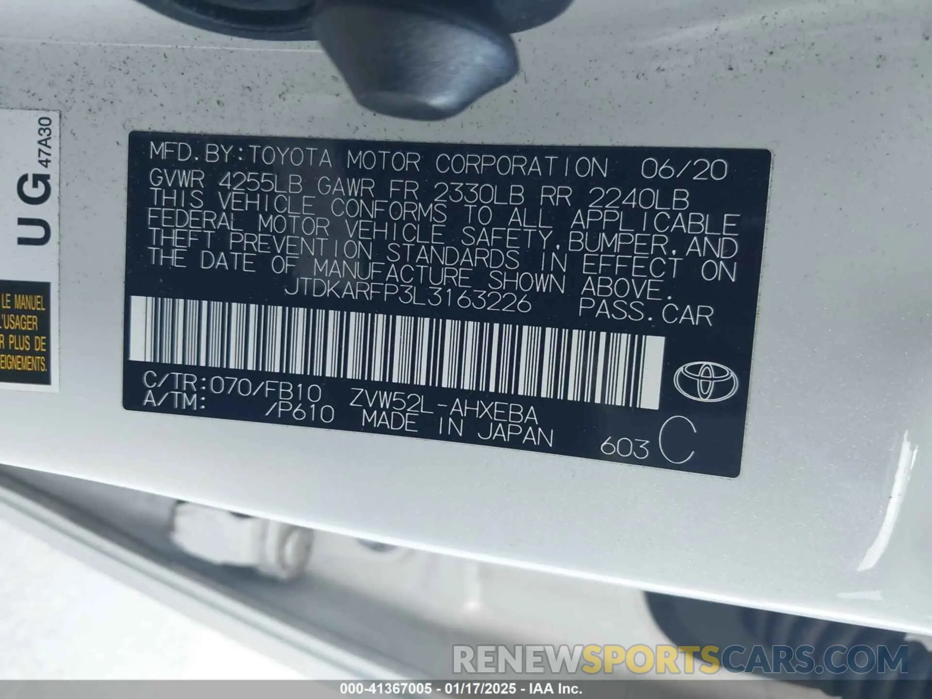 9 Photograph of a damaged car JTDKARFP3L3163226 TOYOTA PRIUS PRIME 2020