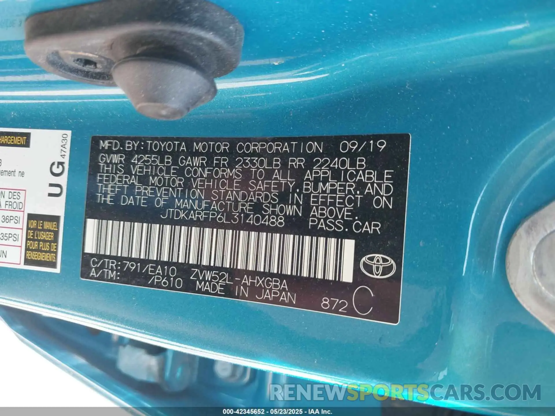 9 Photograph of a damaged car JTDKARFP6L3140488 TOYOTA PRIUS PRIME 2020