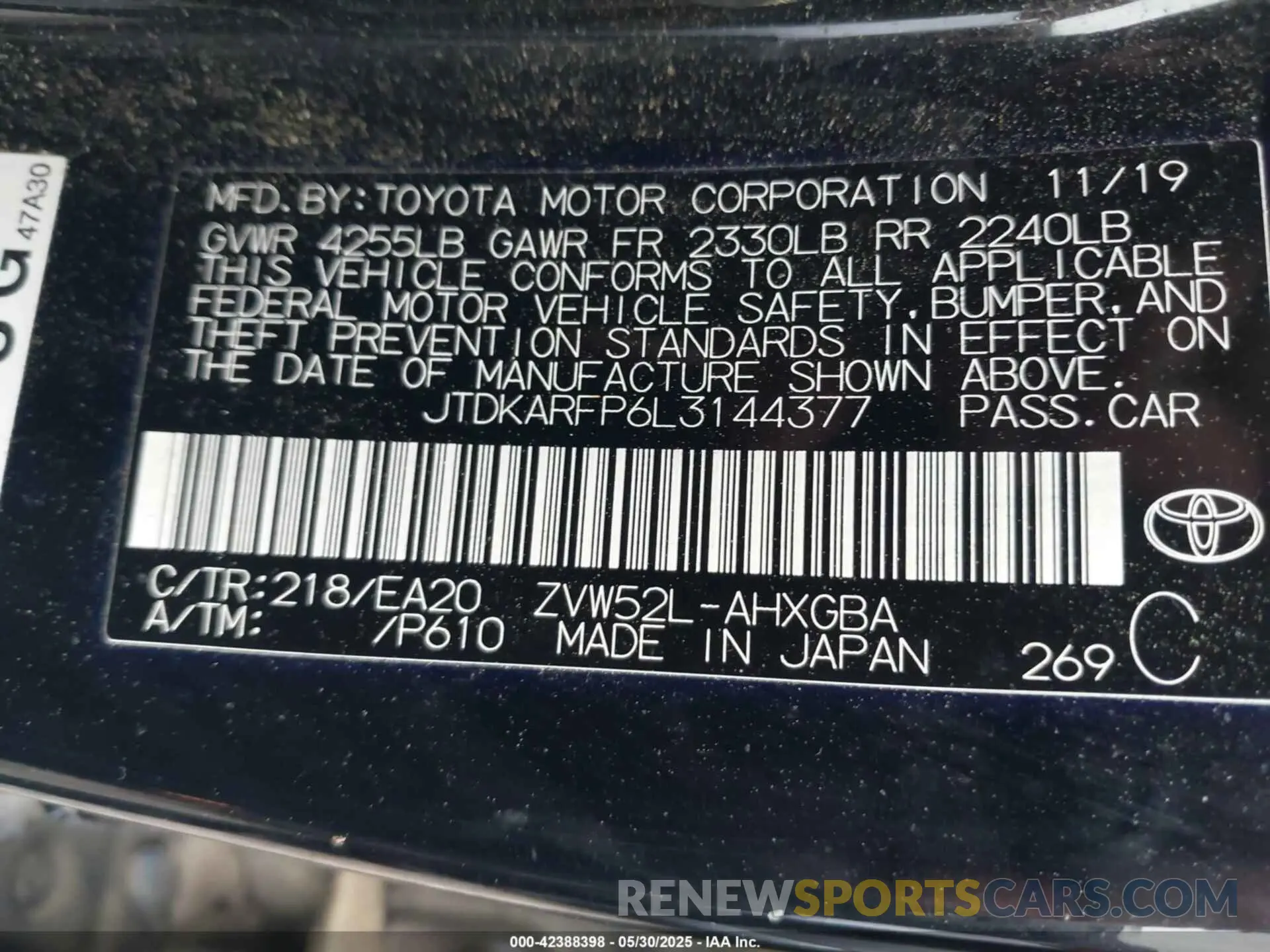 9 Photograph of a damaged car JTDKARFP6L3144377 TOYOTA PRIUS PRIME 2020