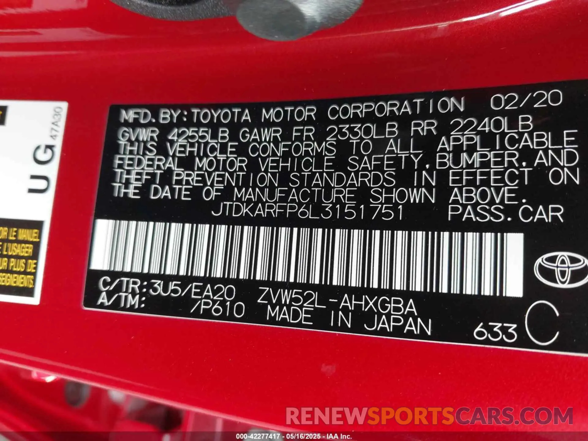 9 Photograph of a damaged car JTDKARFP6L3151751 TOYOTA PRIUS PRIME 2020