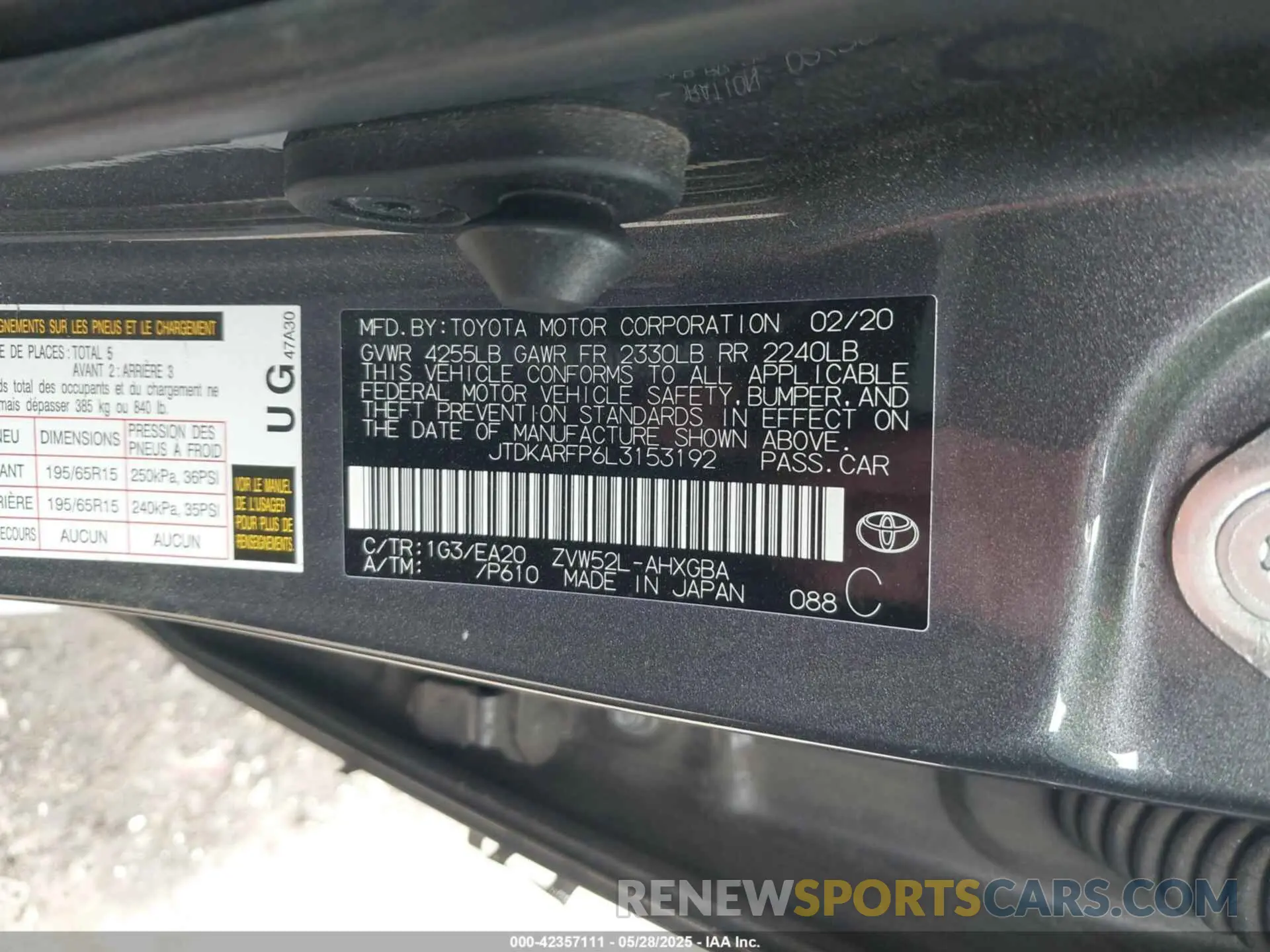 9 Photograph of a damaged car JTDKARFP6L3153192 TOYOTA PRIUS PRIME 2020