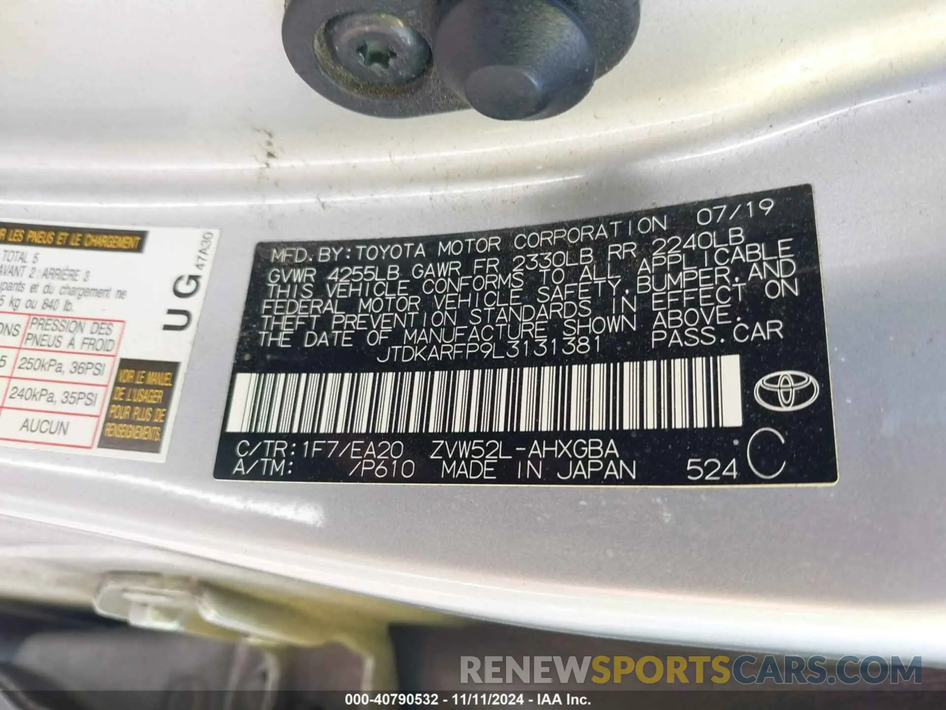 9 Photograph of a damaged car JTDKARFP9L3131381 TOYOTA PRIUS PRIME 2020