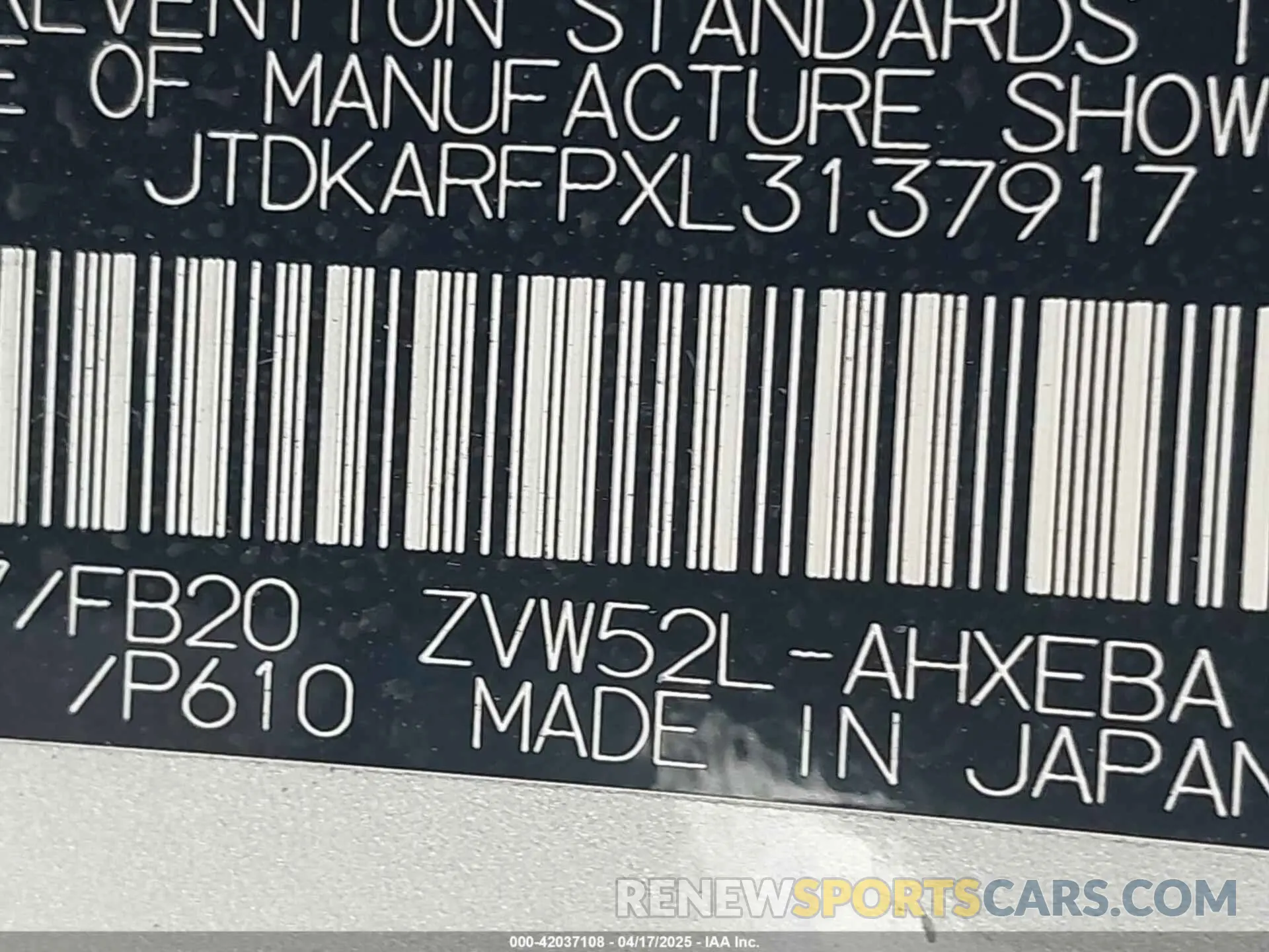 9 Photograph of a damaged car JTDKARFPXL3137917 TOYOTA PRIUS PRIME 2020