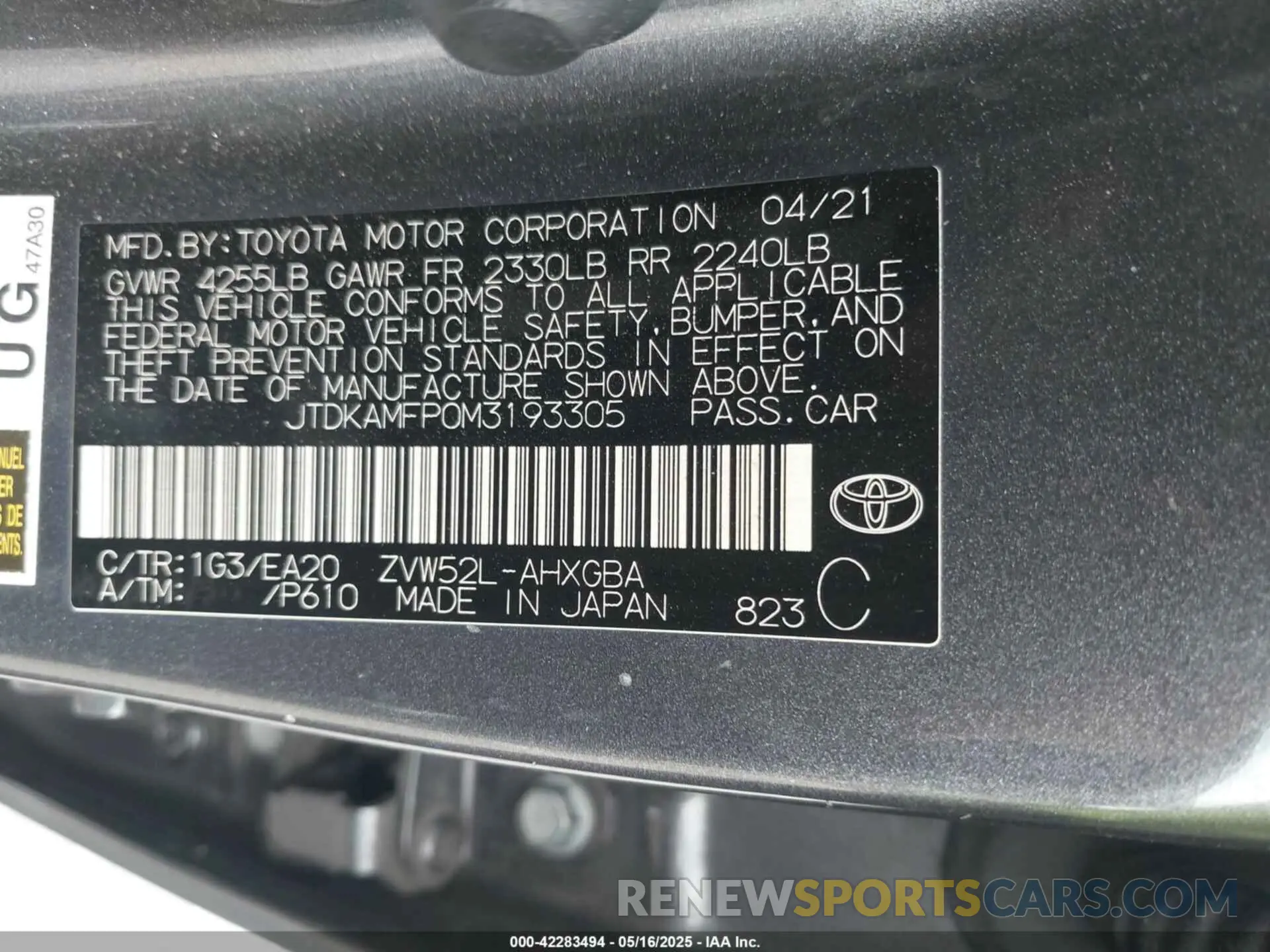 9 Photograph of a damaged car JTDKAMFP0M3193305 TOYOTA PRIUS PRIME 2021
