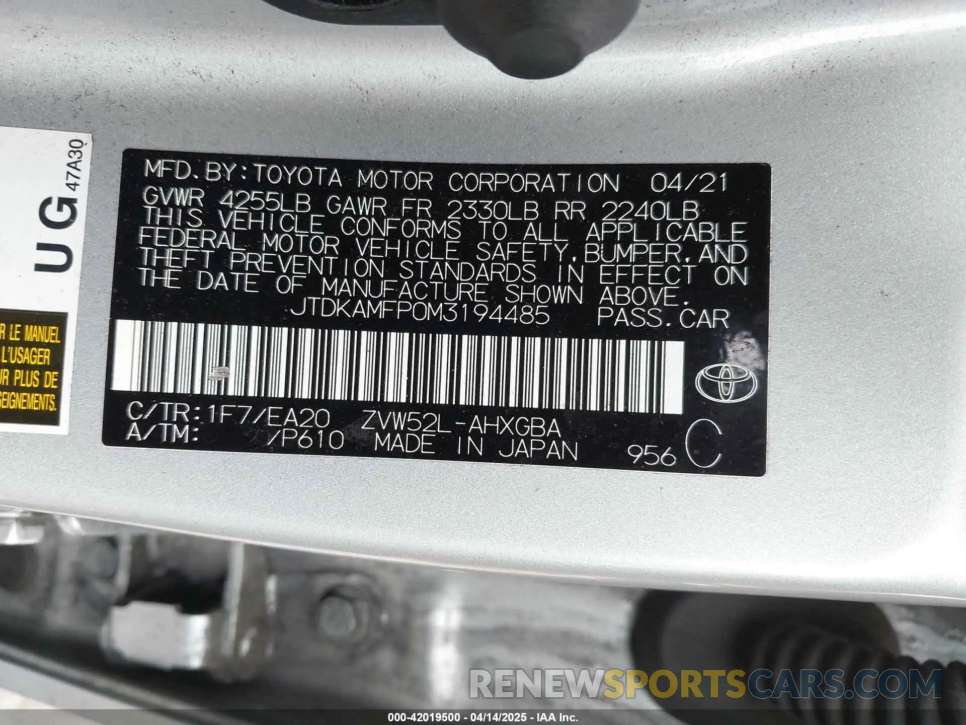 9 Photograph of a damaged car JTDKAMFP0M3194485 TOYOTA PRIUS PRIME 2021