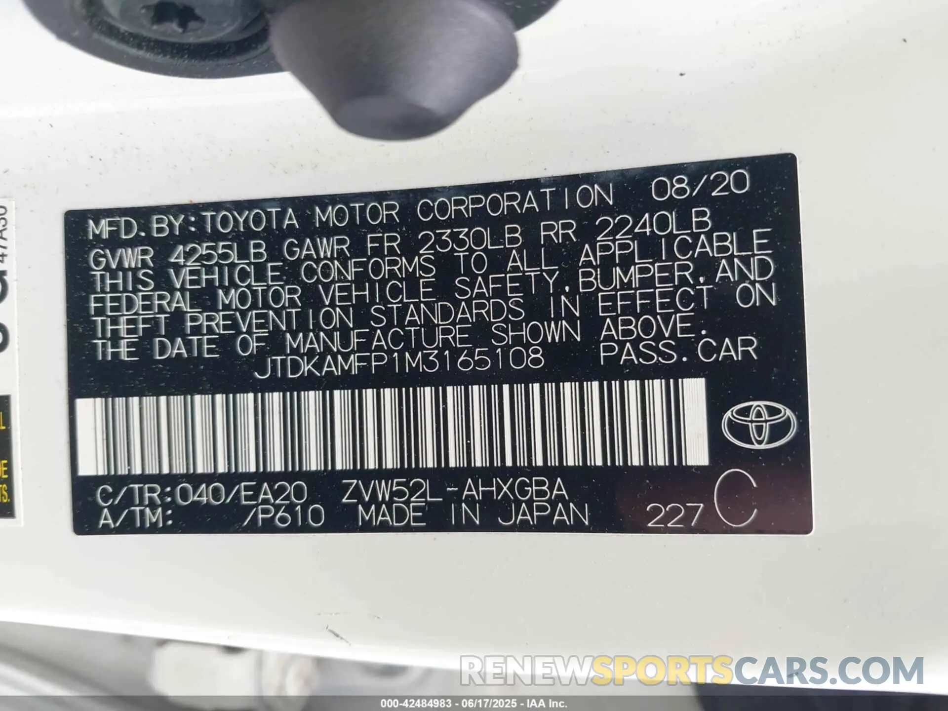 9 Photograph of a damaged car JTDKAMFP1M3165108 TOYOTA PRIUS PRIME 2021