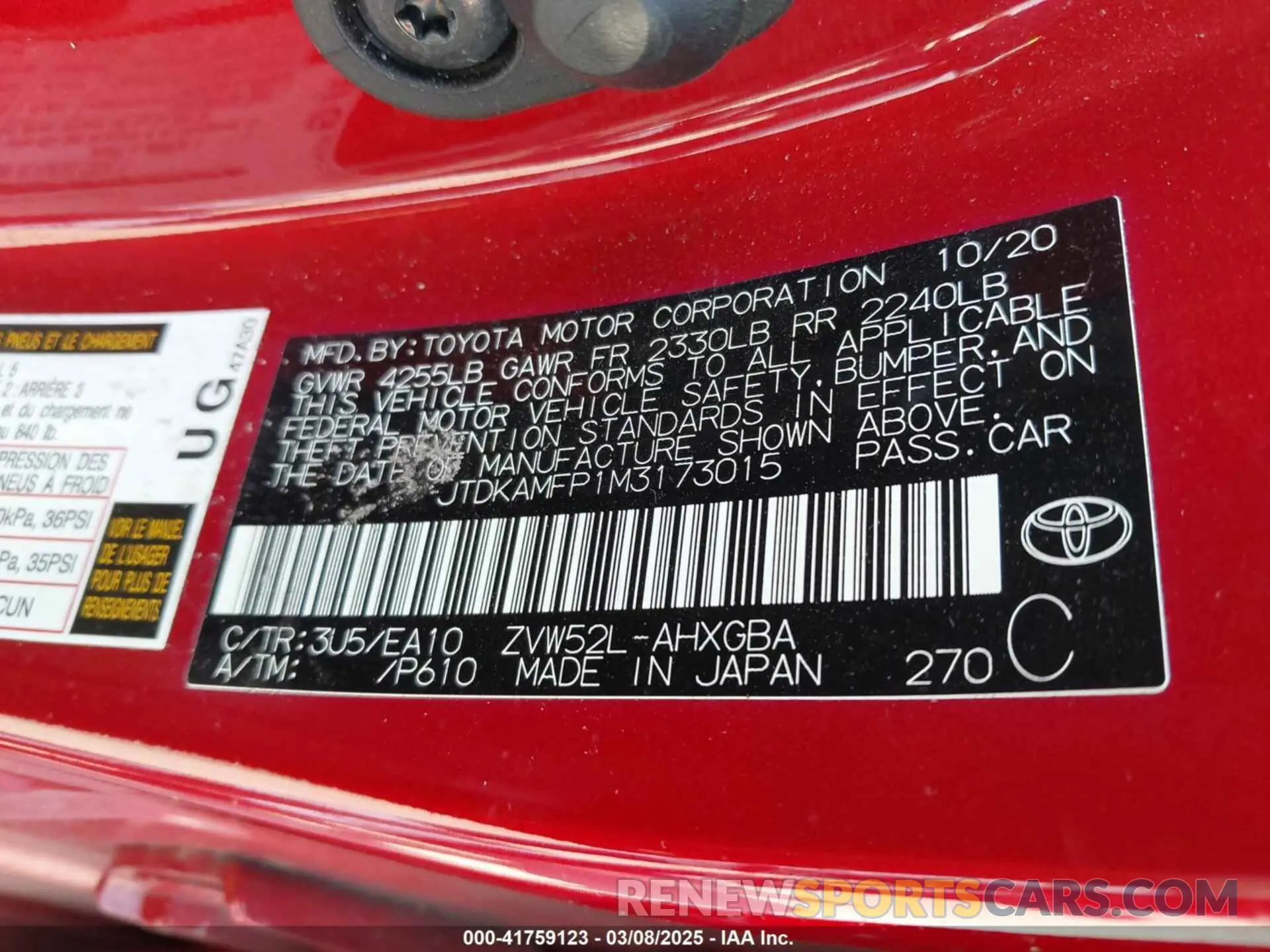 9 Photograph of a damaged car JTDKAMFP1M3173015 TOYOTA PRIUS PRIME 2021