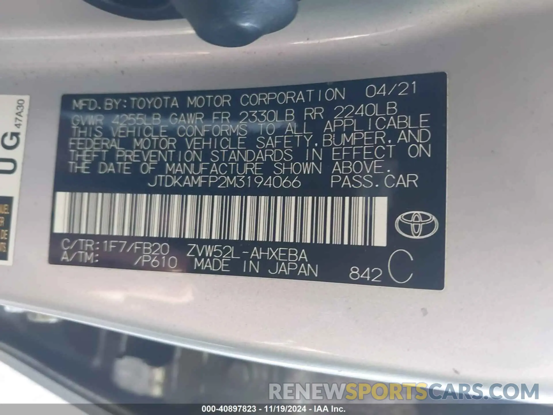 9 Photograph of a damaged car JTDKAMFP2M3194066 TOYOTA PRIUS PRIME 2021