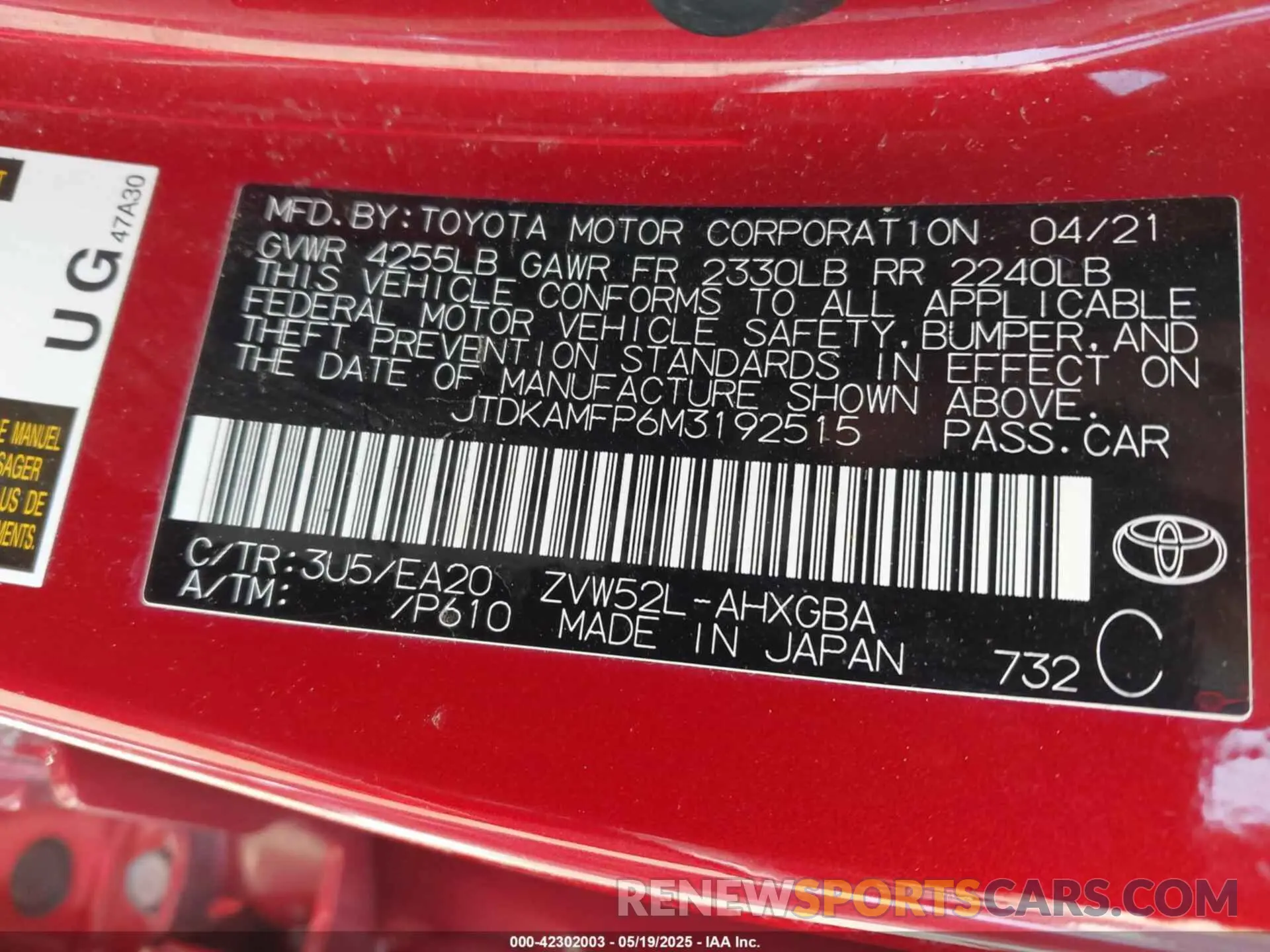 9 Photograph of a damaged car JTDKAMFP6M3192515 TOYOTA PRIUS PRIME 2021