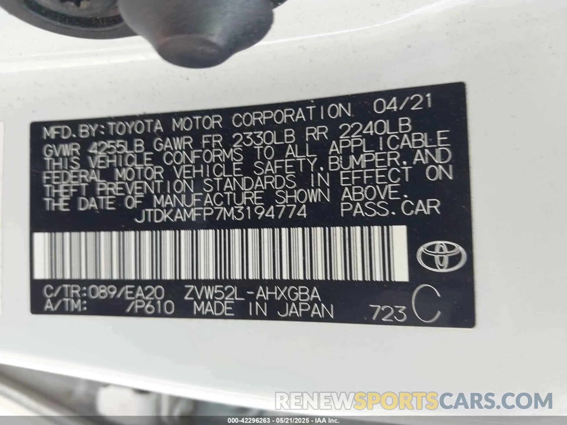 9 Photograph of a damaged car JTDKAMFP7M3194774 TOYOTA PRIUS PRIME 2021