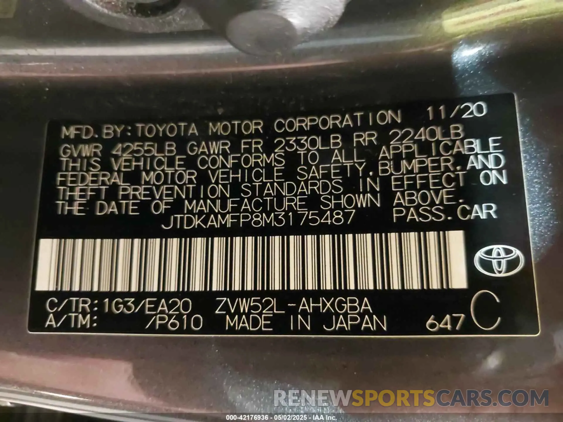 9 Photograph of a damaged car JTDKAMFP8M3175487 TOYOTA PRIUS PRIME 2021